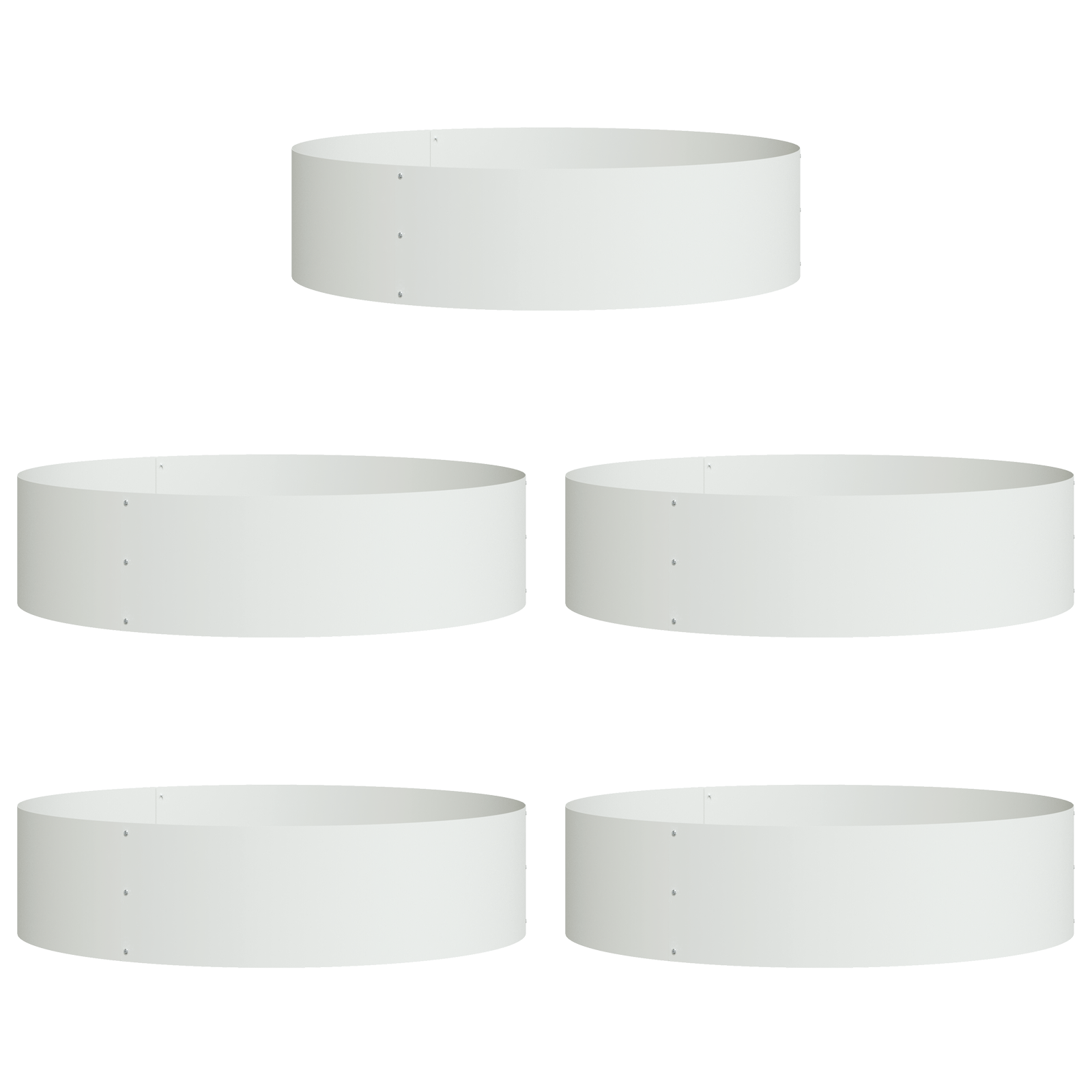 White Planter Set White Metal Large Planter Cylindrical - Image 2