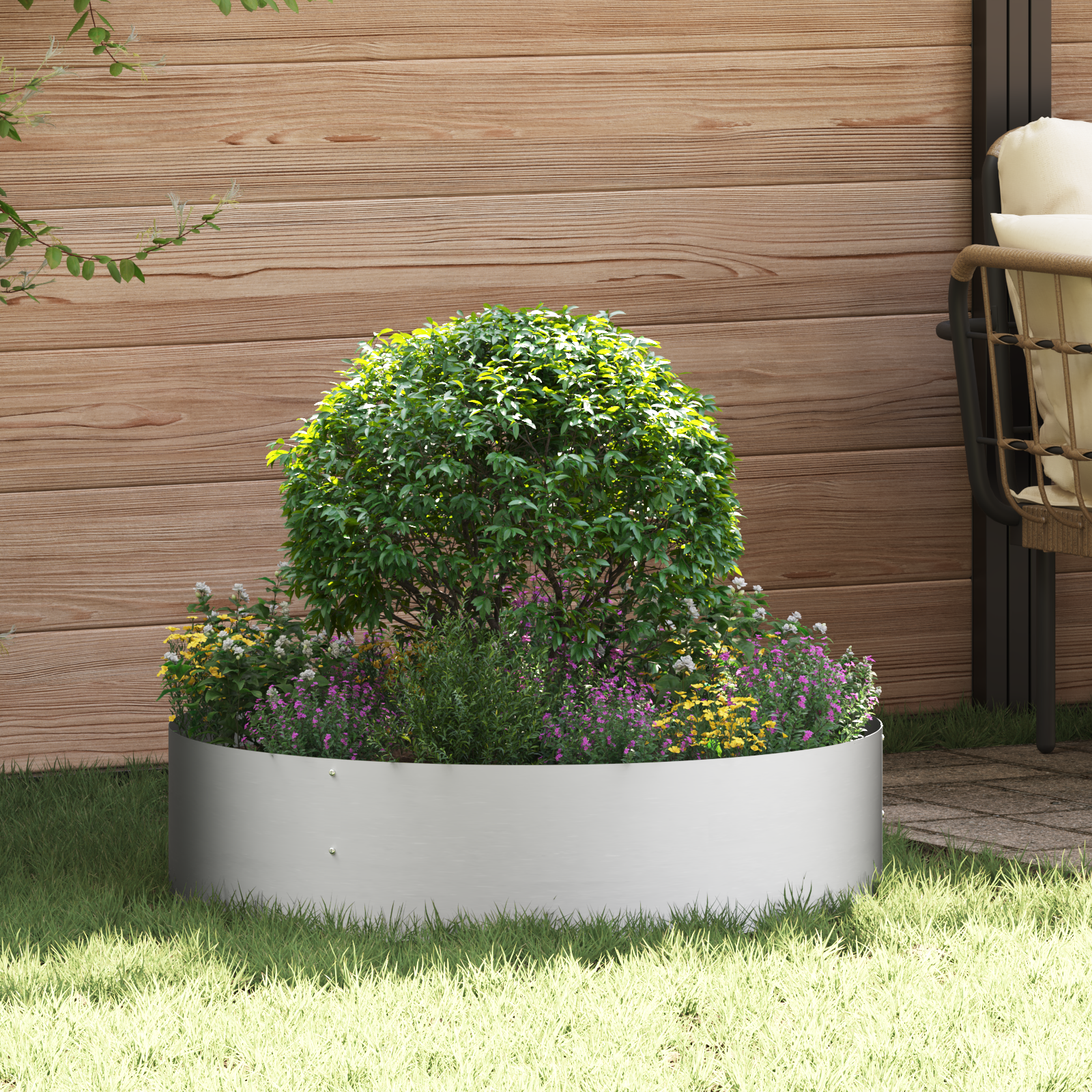 Grey Metal Planter Galvanised Metal Large Grey Planter Circular