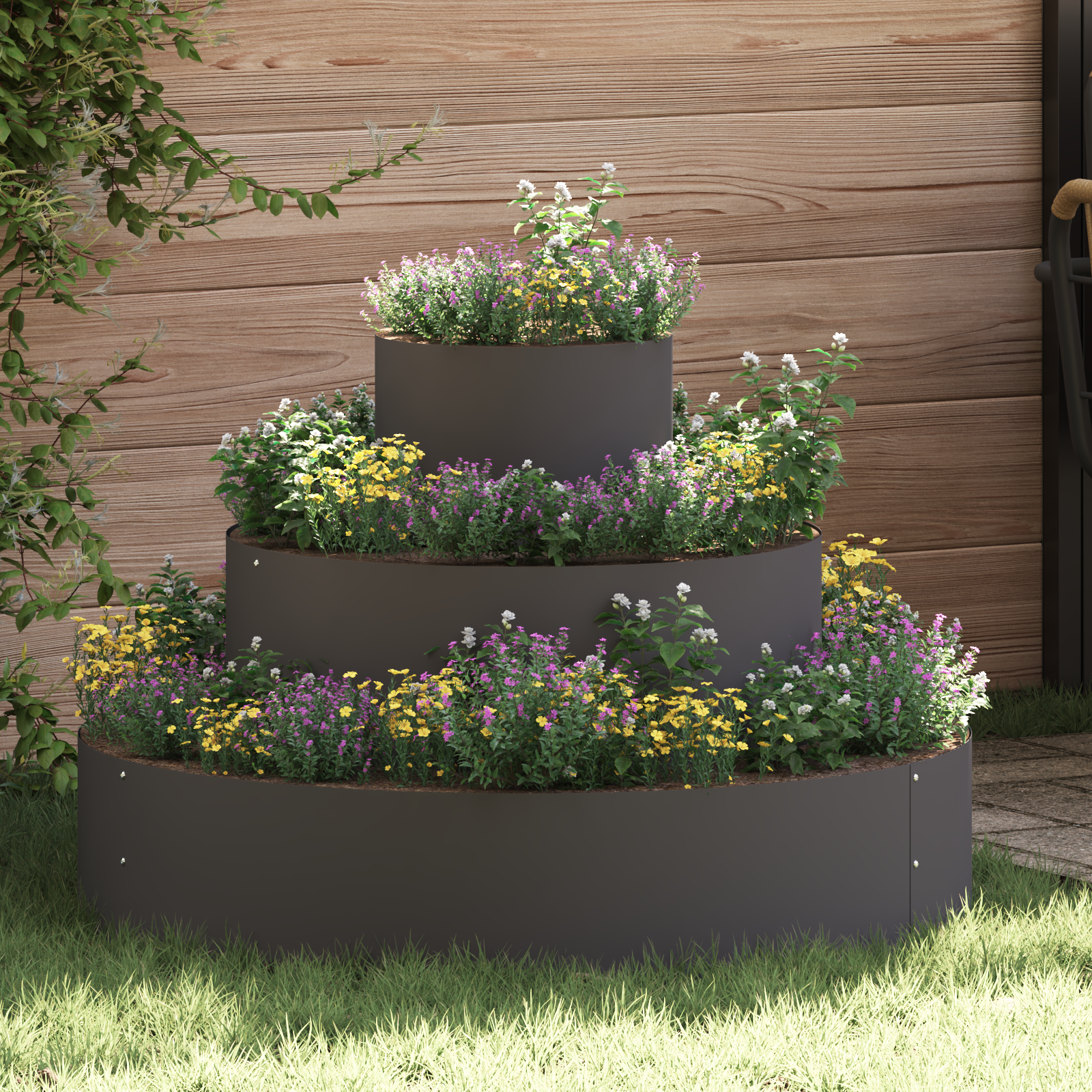 vidaXL Vază pentru Grădină Negru 90 x 90 x 20 cm Oțel