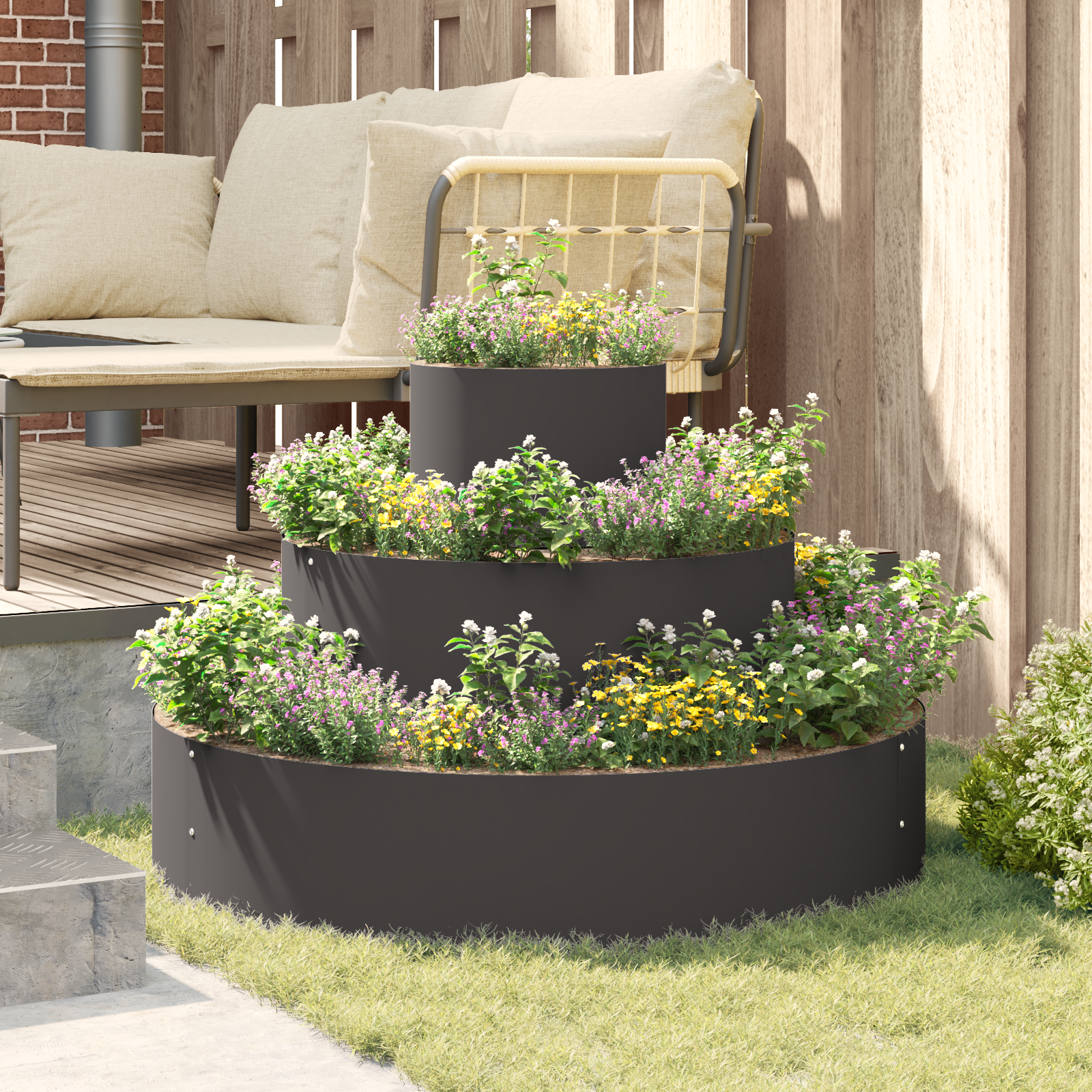 Metal Planter Steel/black Steel Large Modular Metal Planter - Image 4