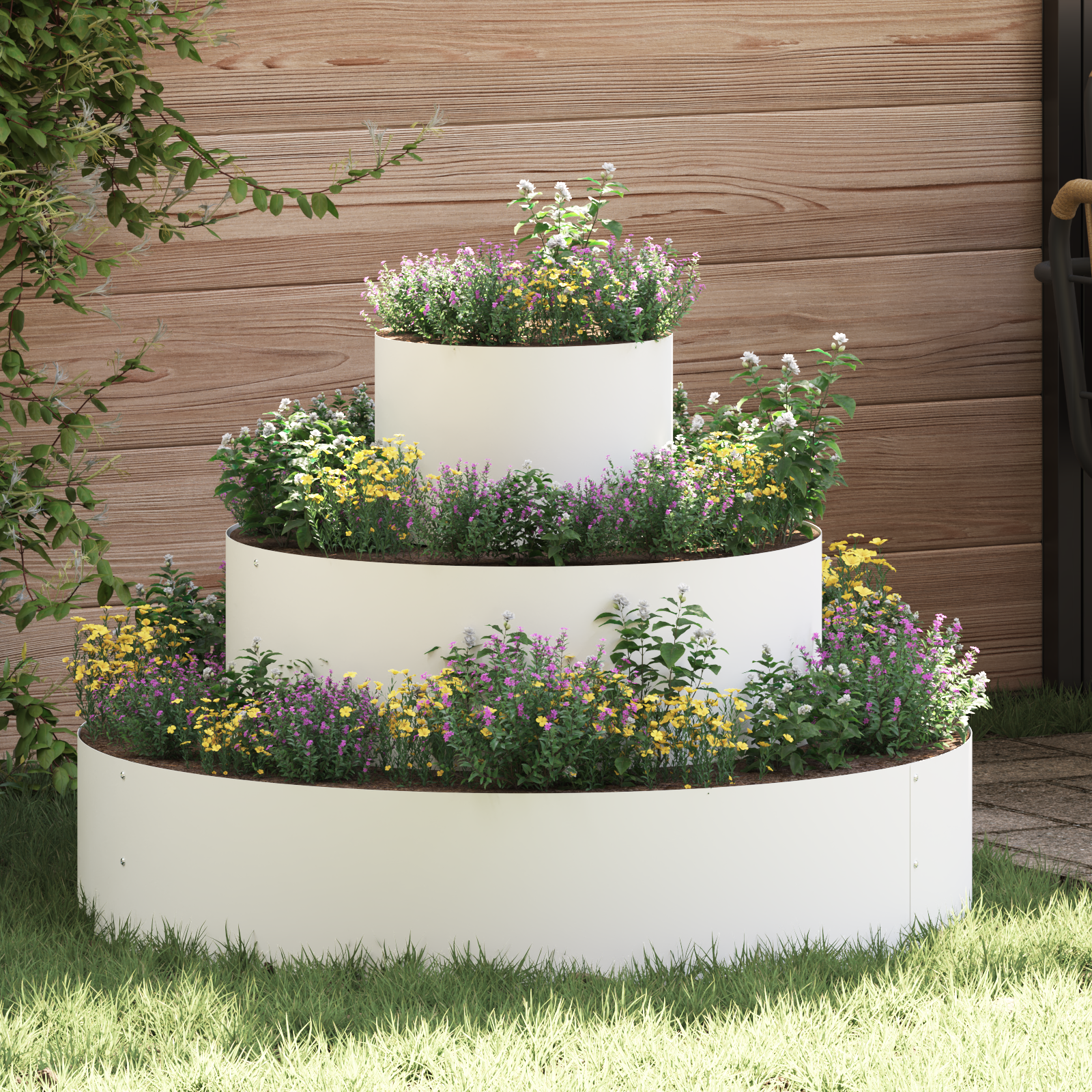 Metal Planter Steel/White Powder-Coated Steel Large Planters