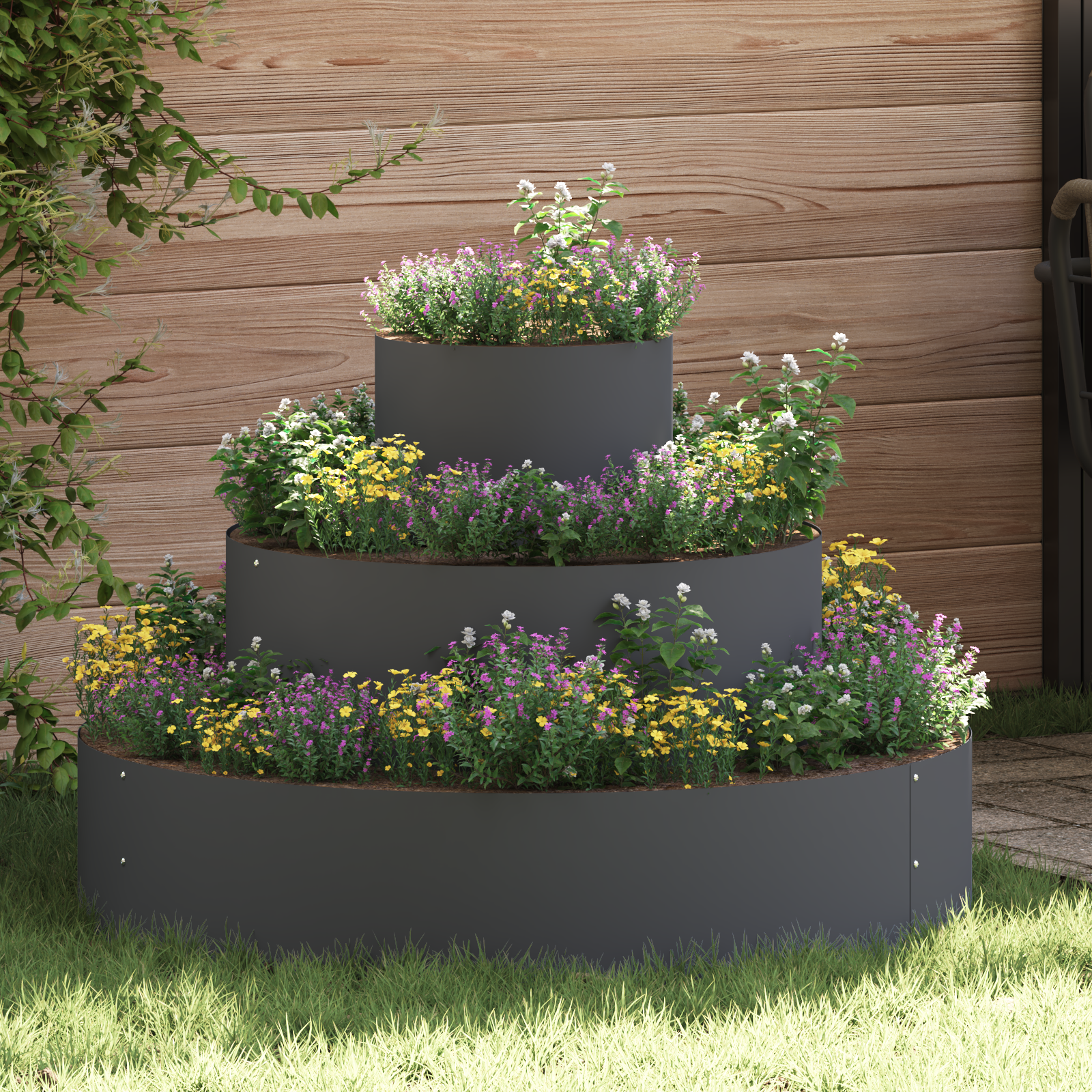 Metalen Planter Staal/anthraciet Staal Groot Duurzaam