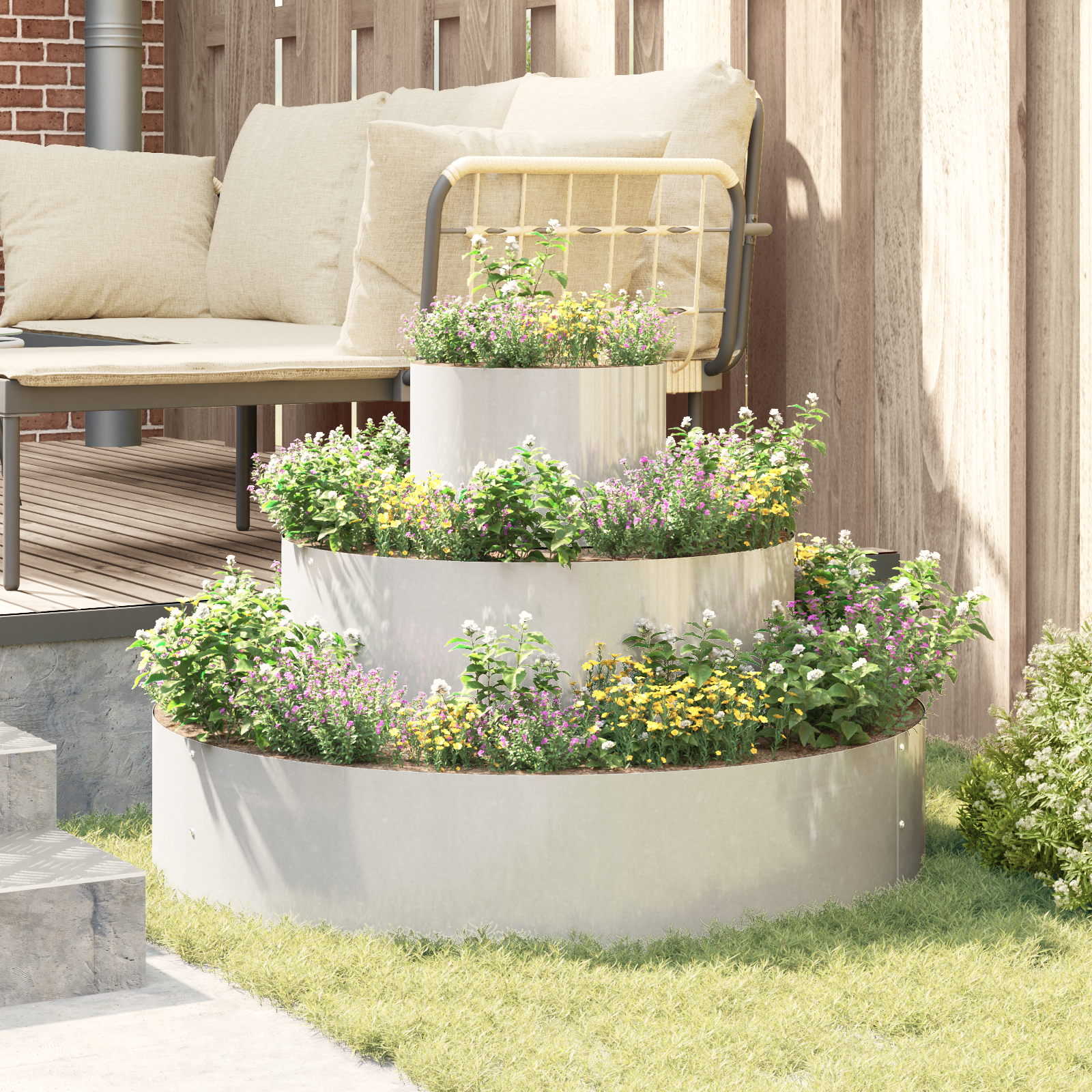 Metal Planter Stainless steel Large Durable Planter Cylindrical - Image 4