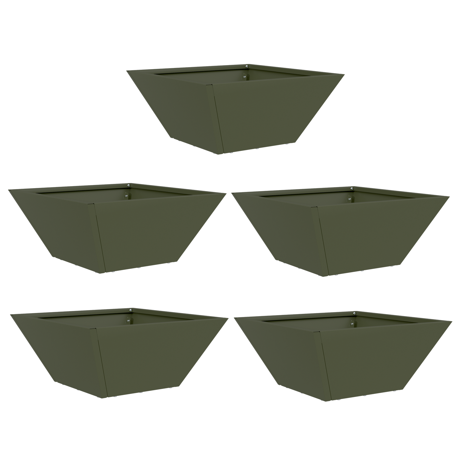 Thumbnail - vidaXL Kunststoff-Pflanzer 5 pcs Olivgrün 35 x 35 x 15 cm Stahl