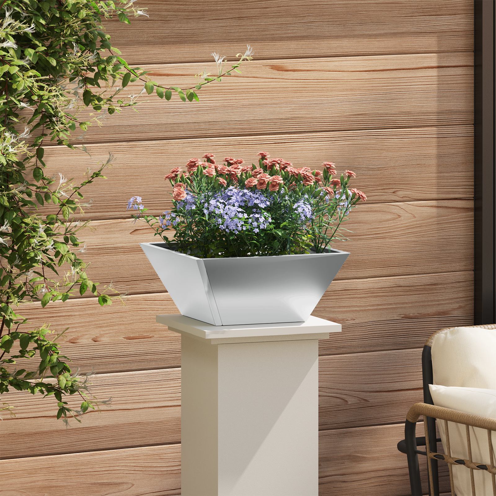 Metal Planter Galvanised steel 35 x 35 x 15 cm Planters Planter - Image 4