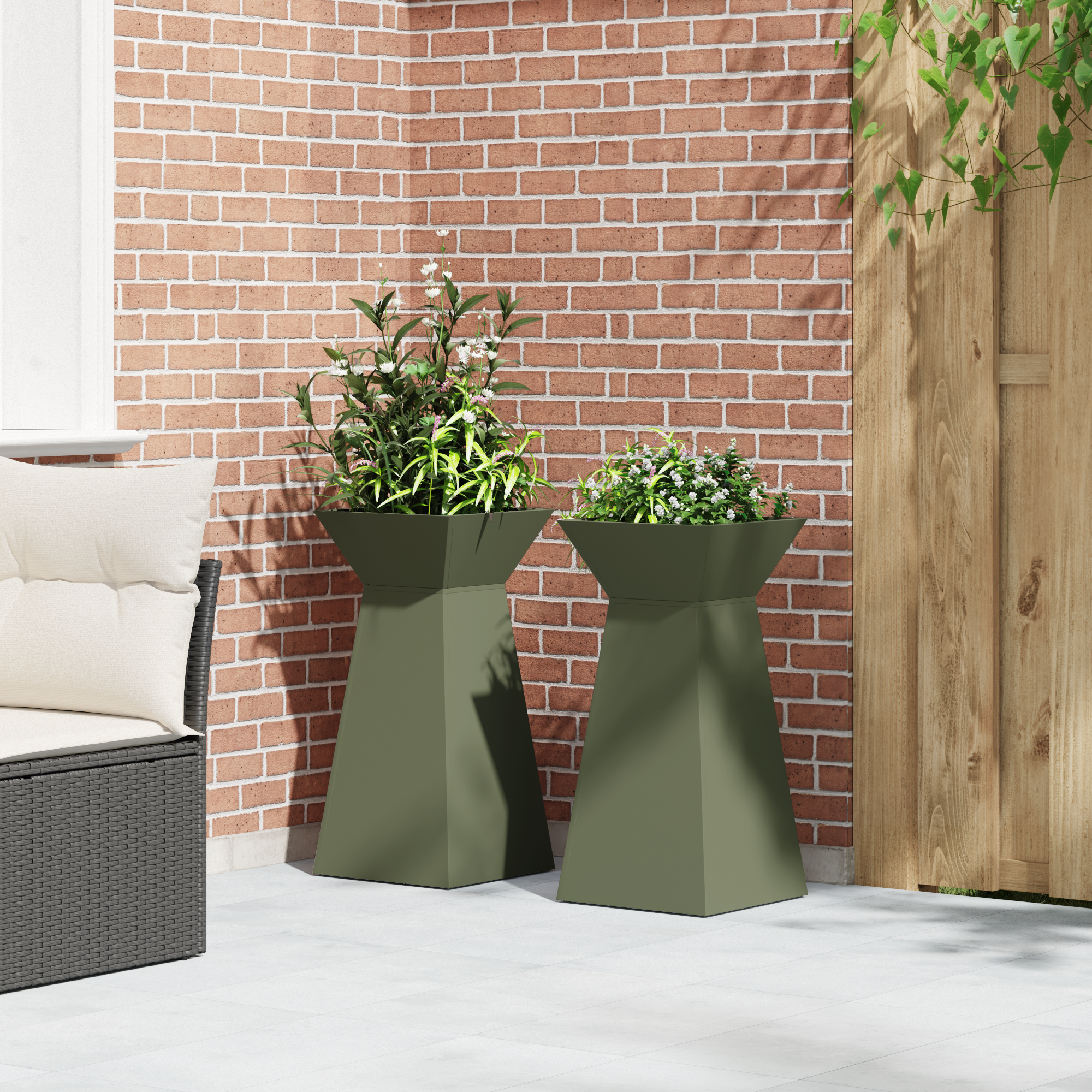 Plant Stand Set Olive Green Metal 35 x 35 x 73 cm - Image 4