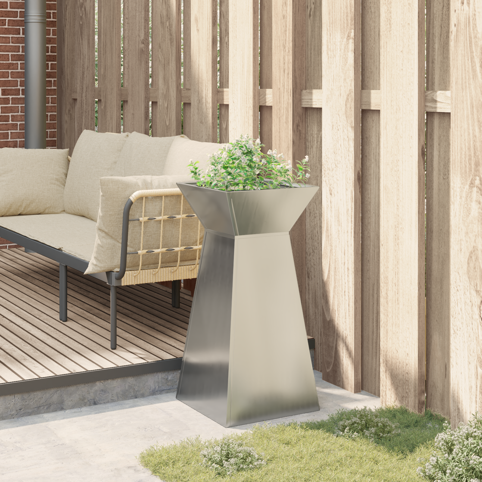 Planter Stand Galvanised steel 35 x 35 x 73 cm Decorative Inlays - Image 4