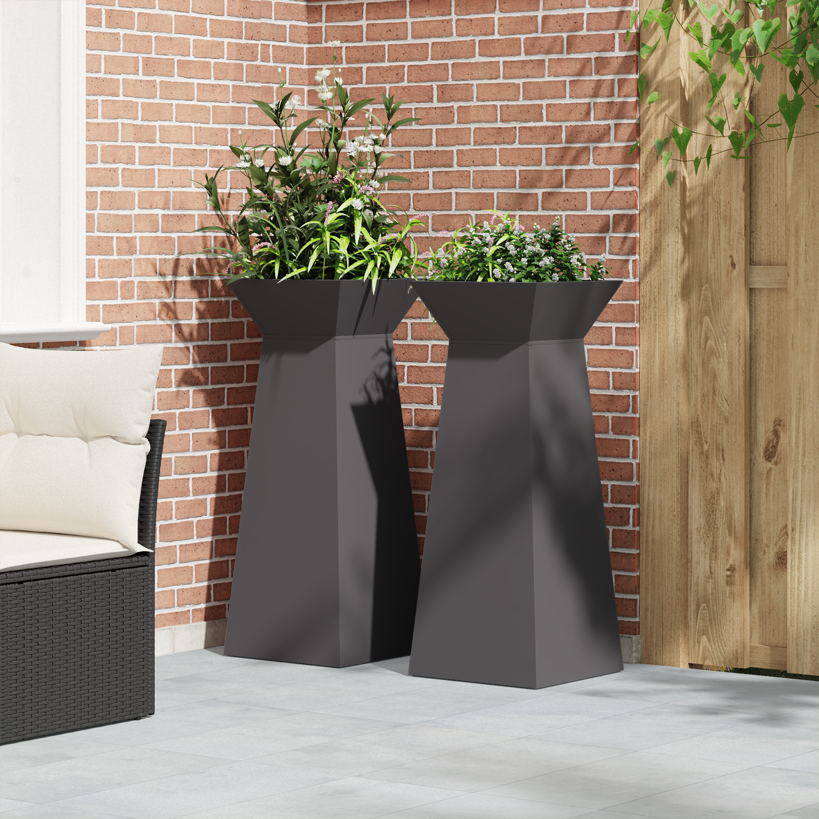 Plant Stand Black Metal 40 x 40 x 101 cm Planters Plant Stand - Image 4
