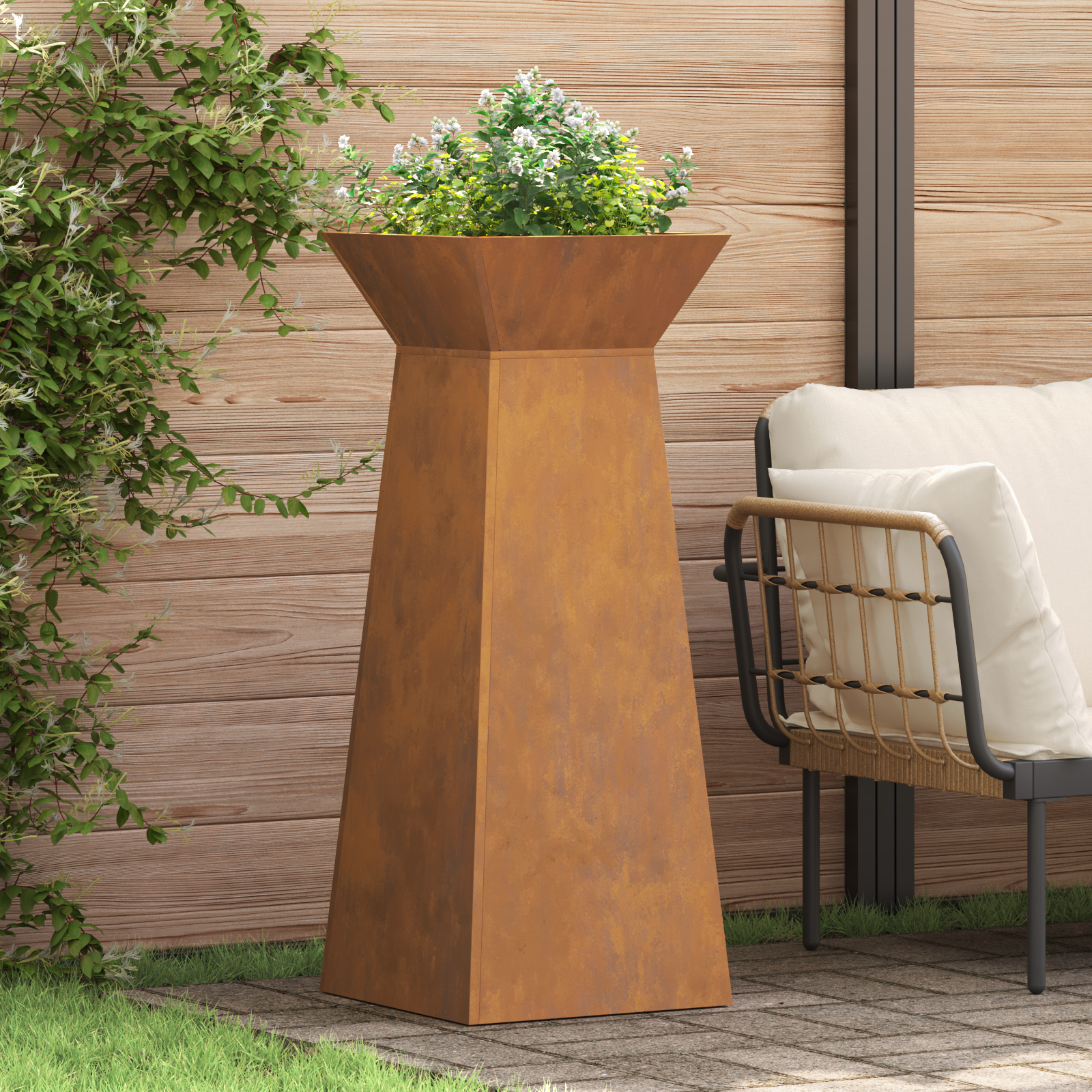 Plantenstandaard Verweerd staal 40 x 40 x 101 cm