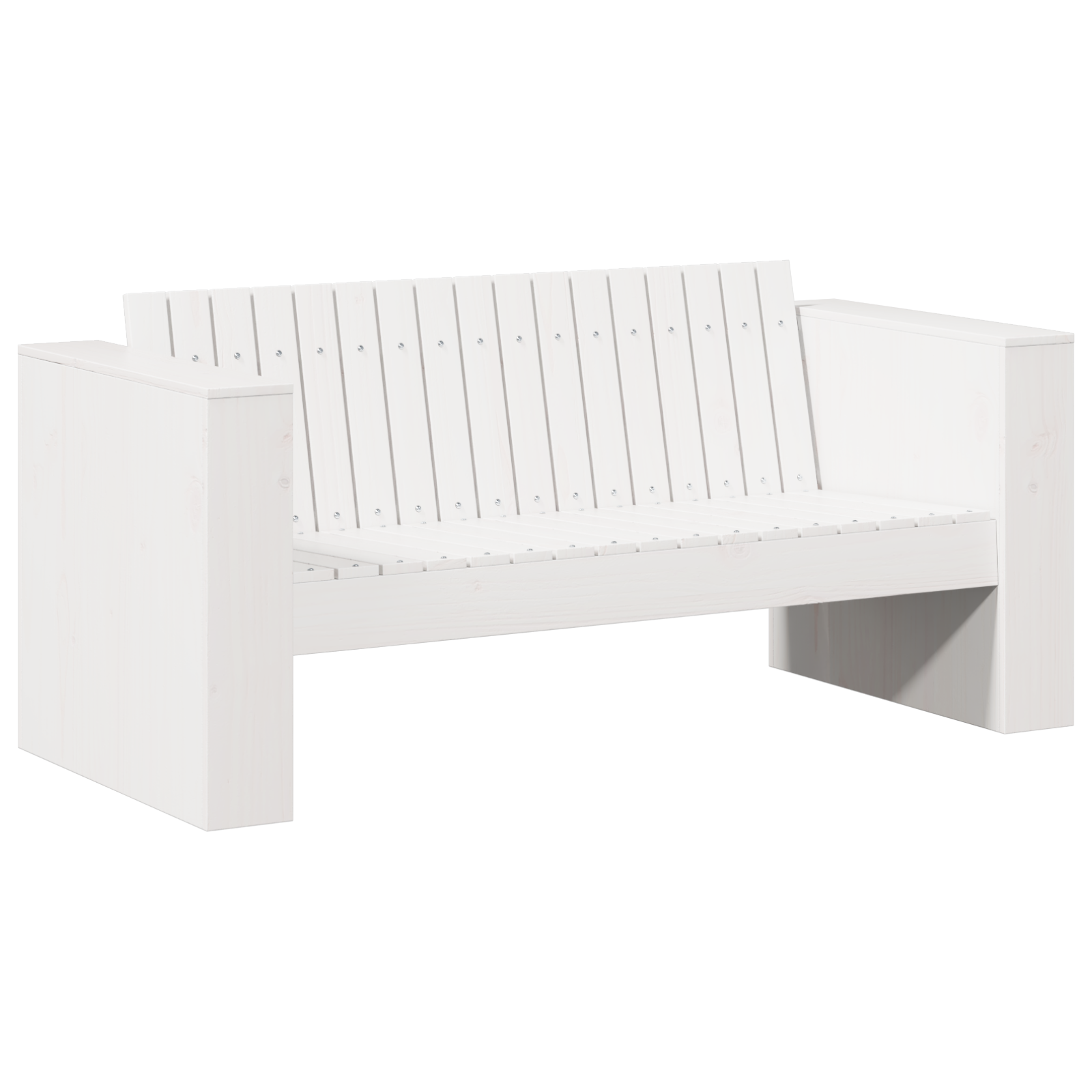 Garden Sofa 2-Seater 134x60x62 cm White Solid Wood Pine - Image 2