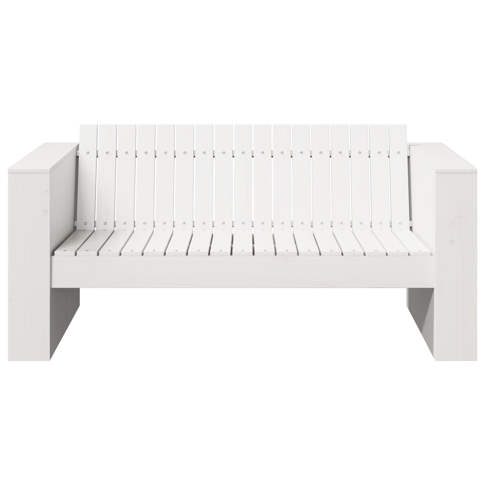 Garden Sofa 2-Seater 134x60x62 cm White Solid Wood Pine - Image 3