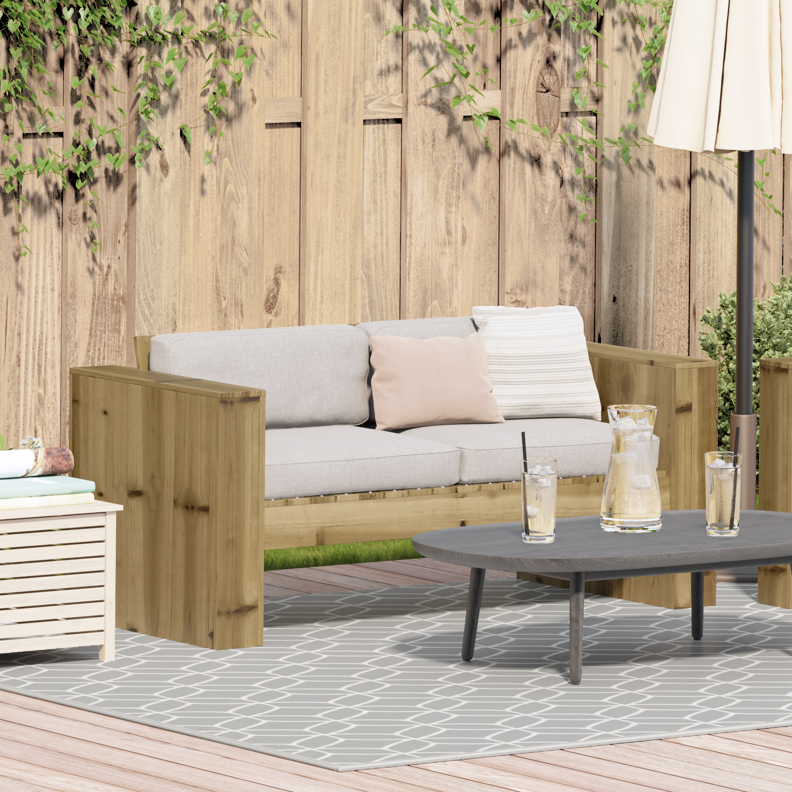 Garden Sofa 2-Seater 134x60x62 cm Treated Pine Wood