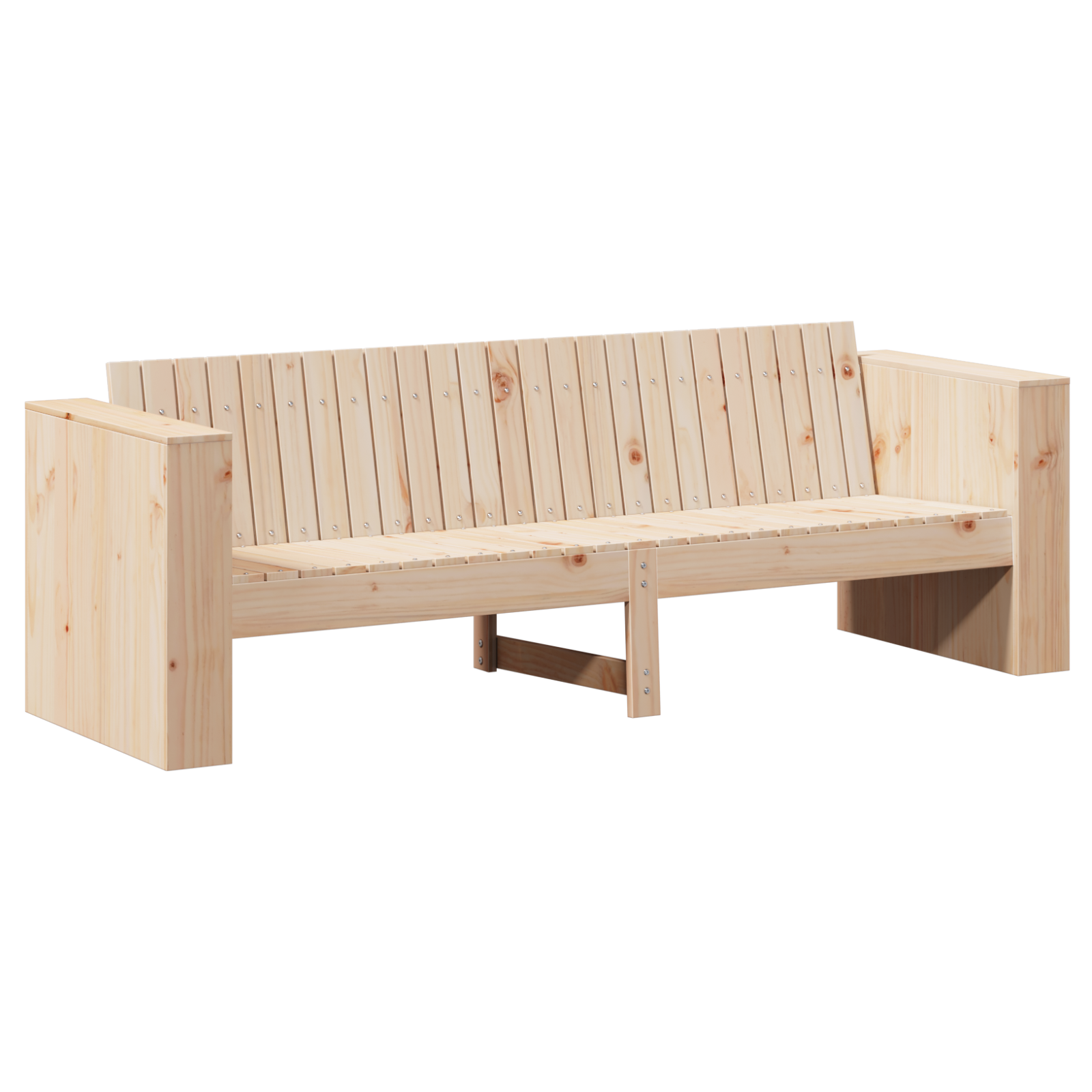 Garden Sofa 3-Seater Natural Solid Pine wood Medium Durable - Image 2