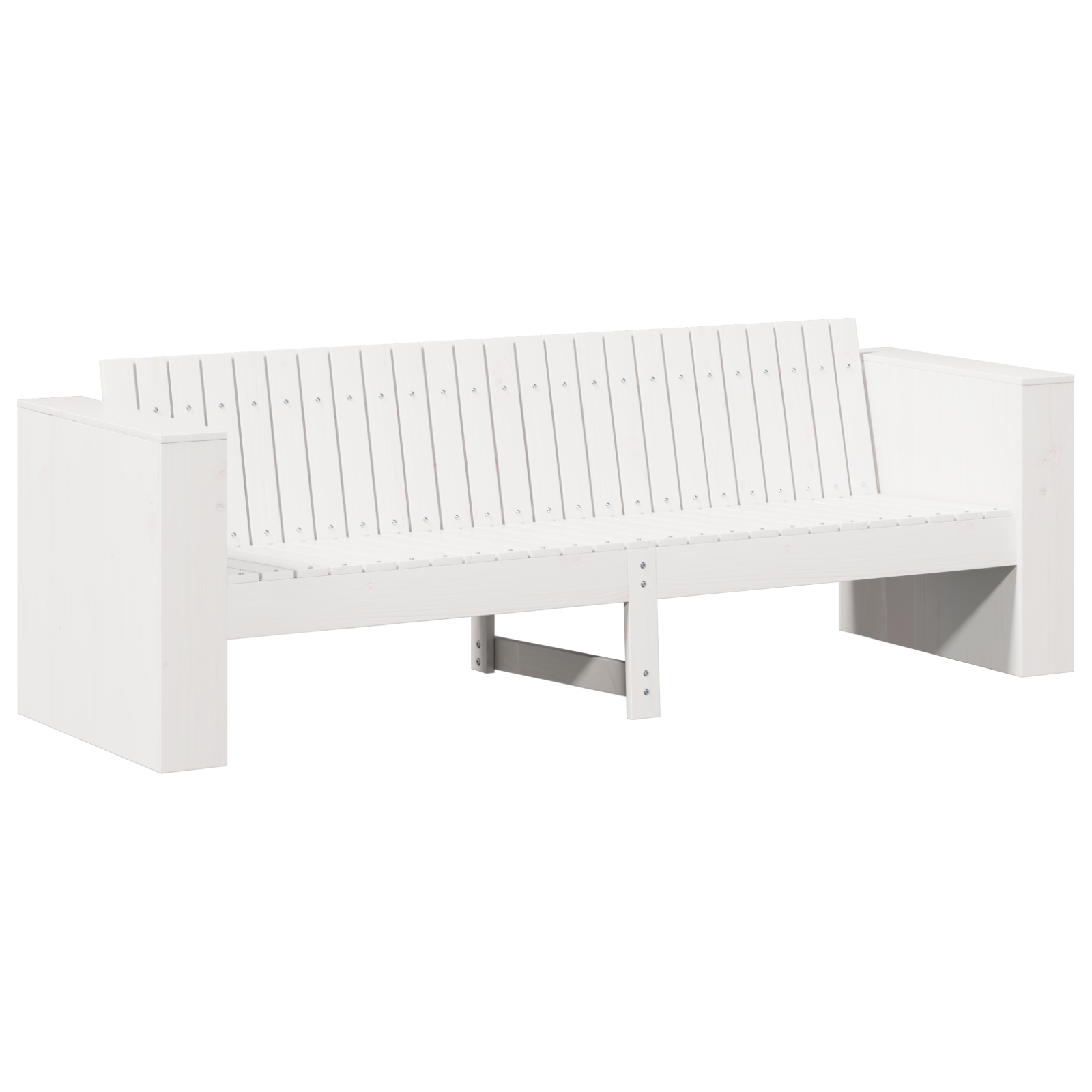 Garden Sofa 3-Seater White Wood Medium Durable Outdoor Sofa - Image 2