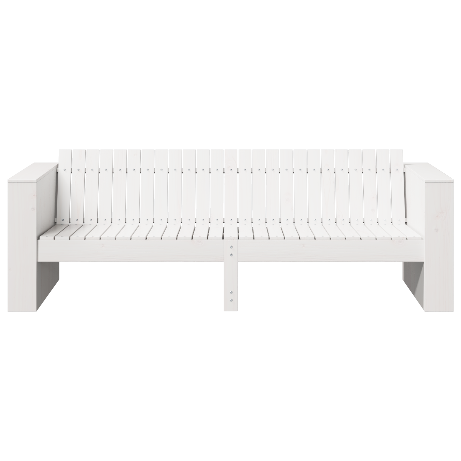 Garden Sofa 3-Seater White Wood Medium Durable Outdoor Sofa - Image 3