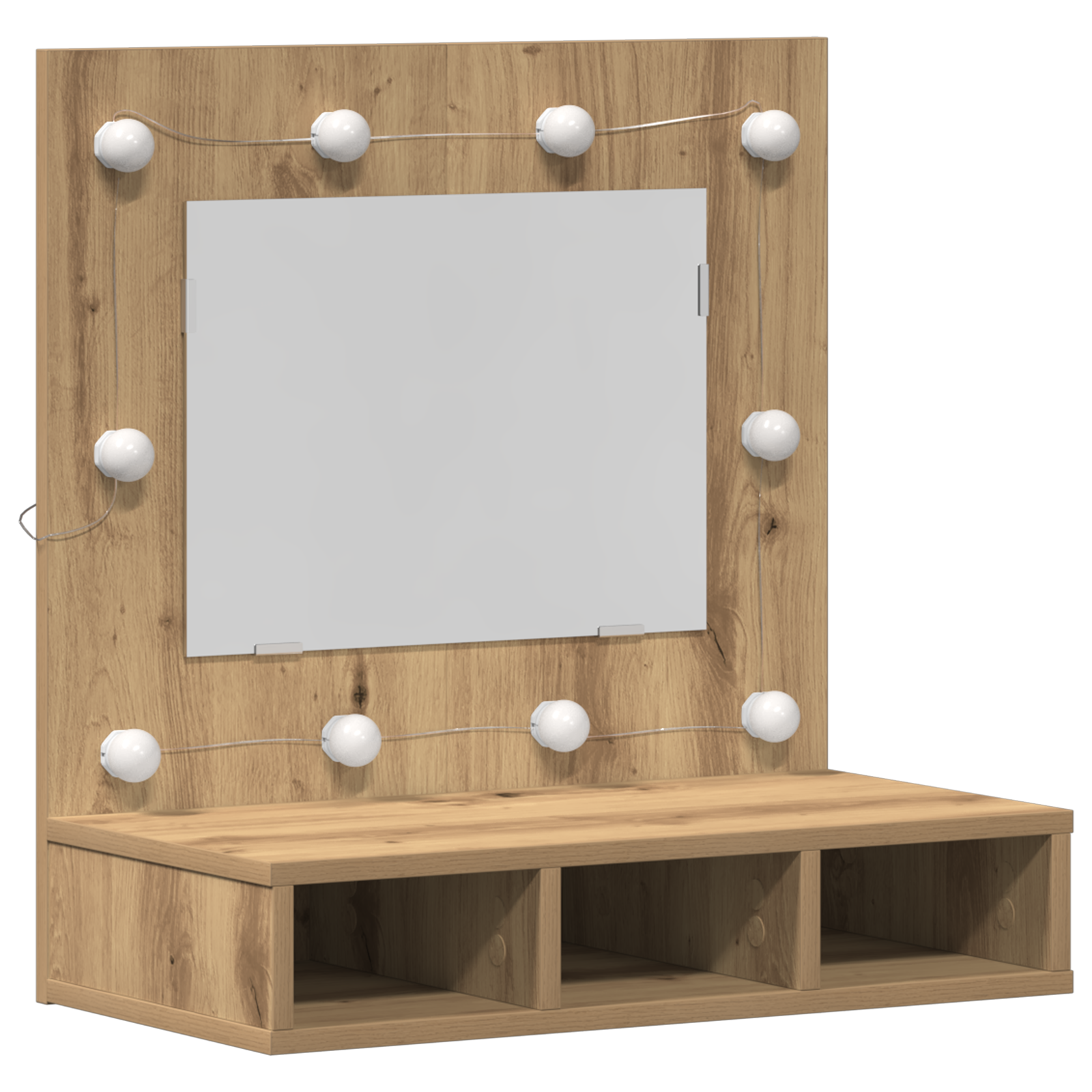 Vanity Unit with Mirror Artisan Oak MDF, Glass 60 x 31.5 x 62 cm - Image 2