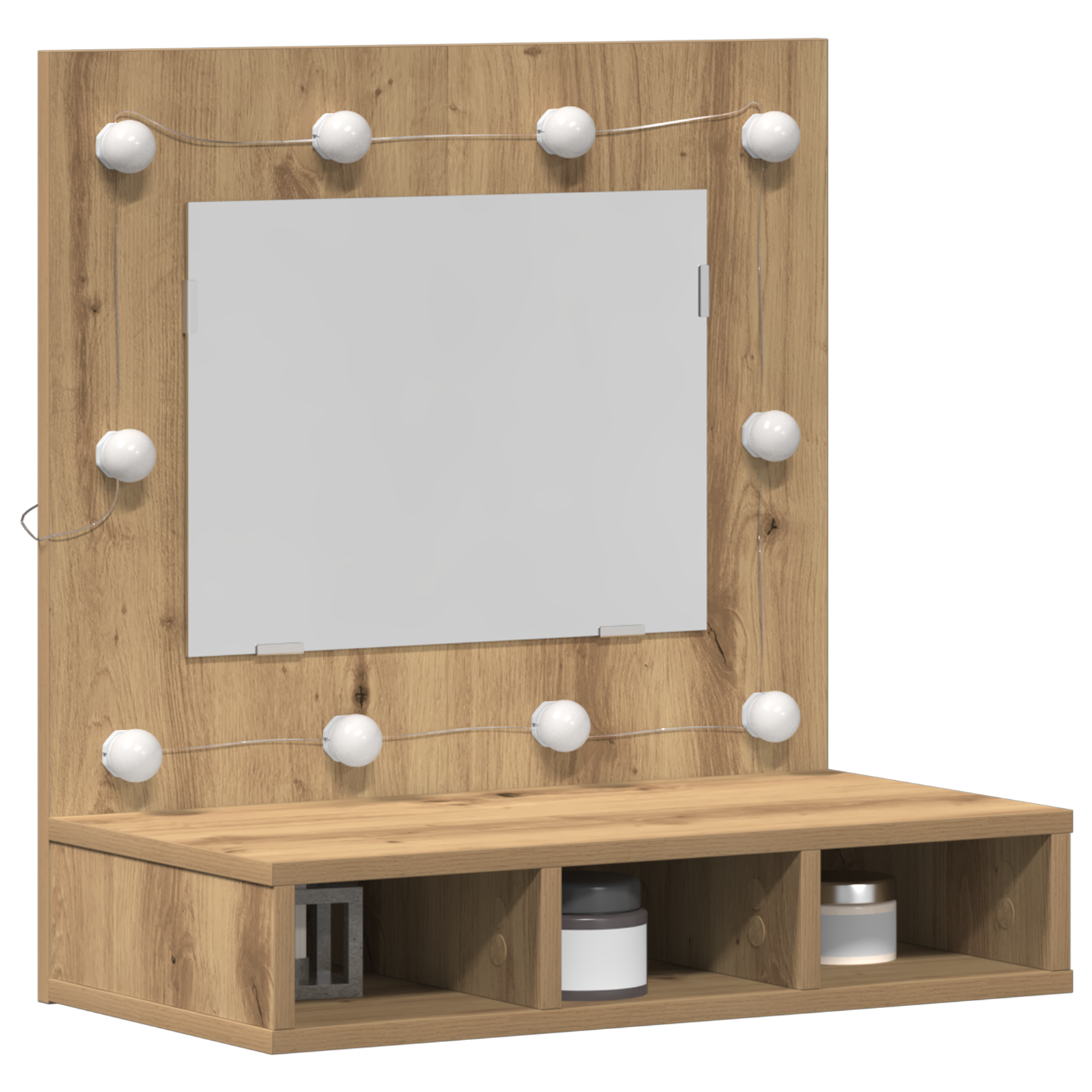Vanity Unit with Mirror Artisan Oak MDF, Glass 60 x 31.5 x 62 cm - Image 3