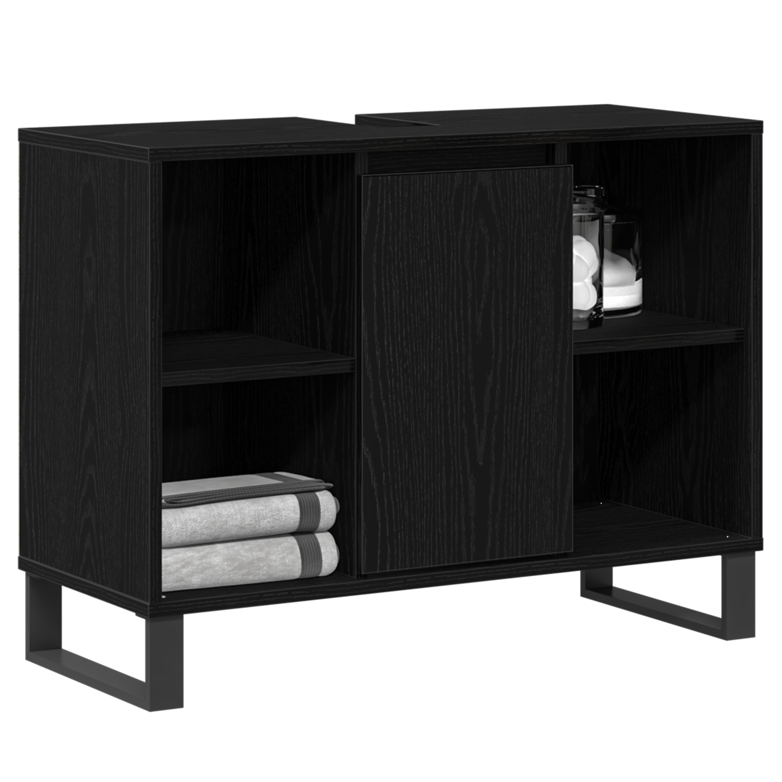 Black Oak Vanity Unit Black oak MDF Medium Bathroom Vanity - Image 3