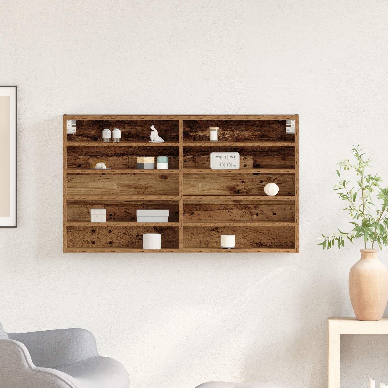 Vitrine Cabinet Old Wood 100x15x58 cm Engineered Wood - Image 4