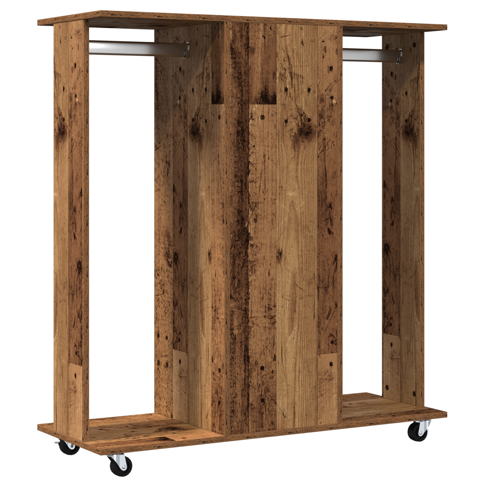 Wardrobe with Wheels Old Wood 102x38x110 cm Engineered Wood - Image 7