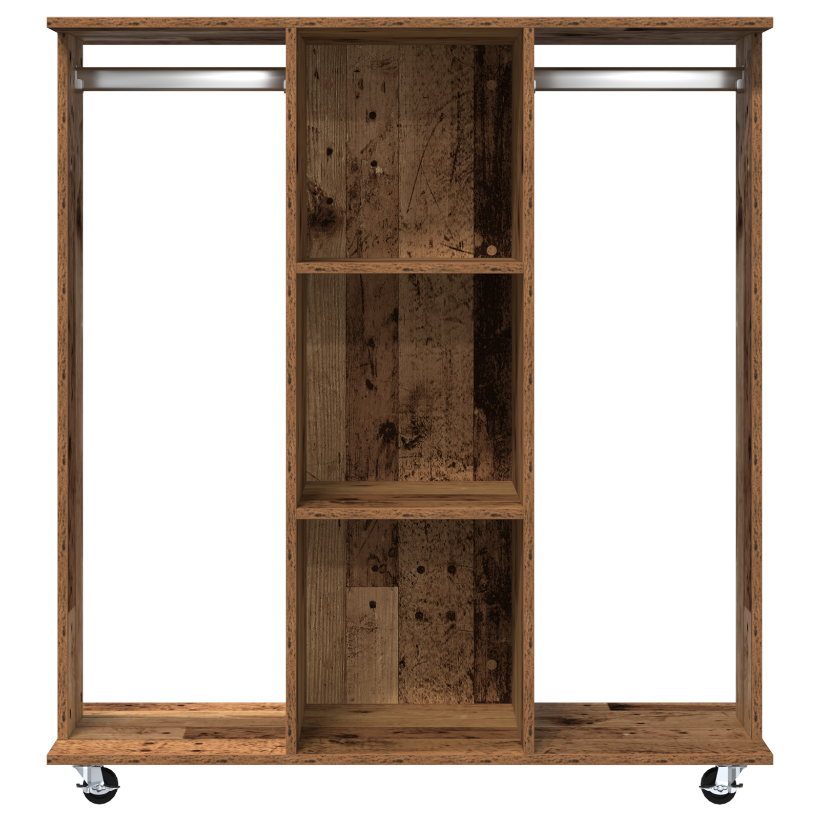 Wardrobe with Wheels Old Wood 102x38x110 cm Engineered Wood - Image 5