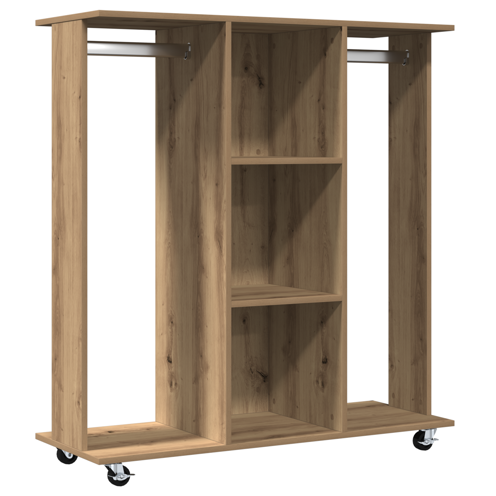 Wardrobe with Wheels Artisan Oak 102x38x110 cm Engineered Wood - Image 2