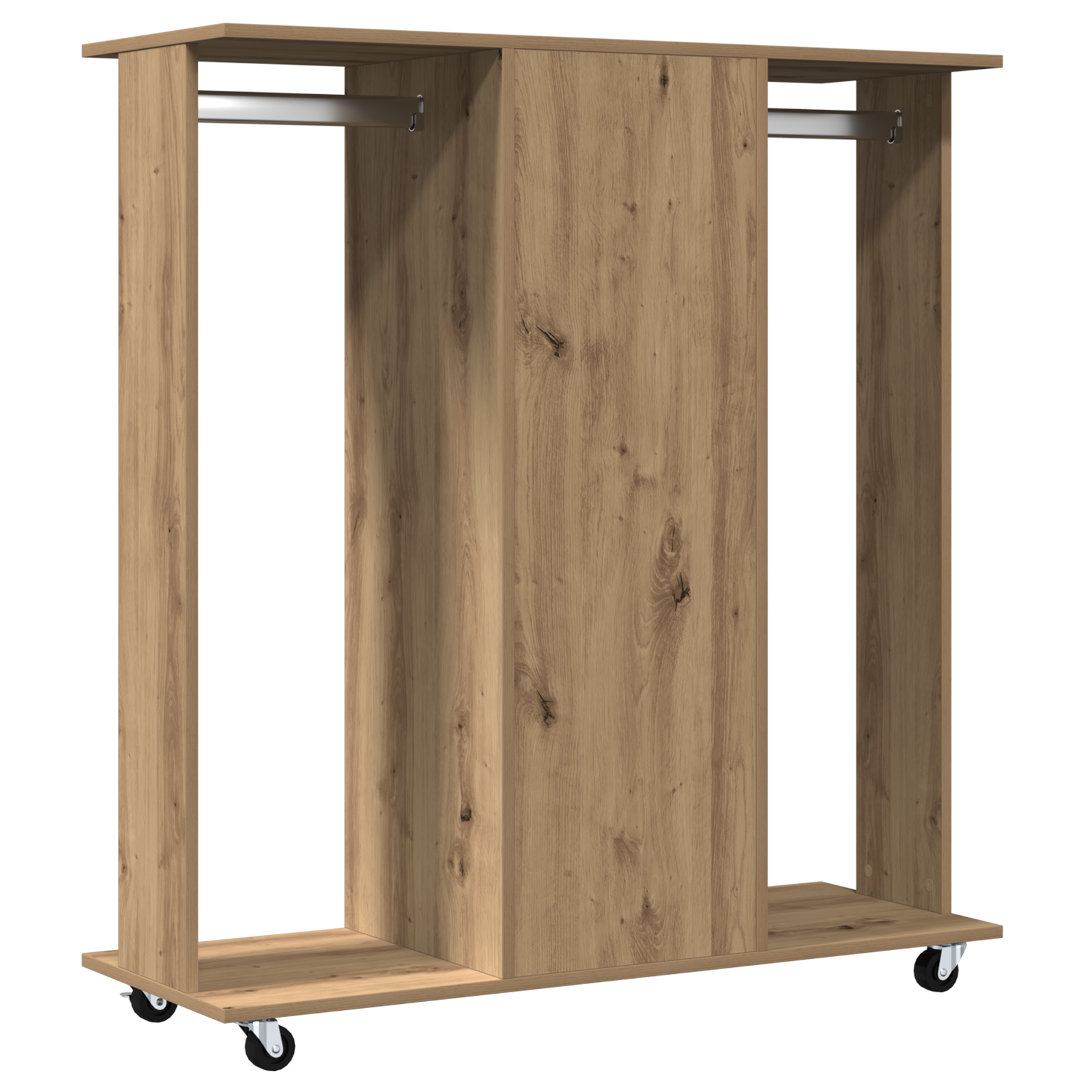 Wardrobe with Wheels Artisan Oak 102x38x110 cm Engineered Wood - Image 7