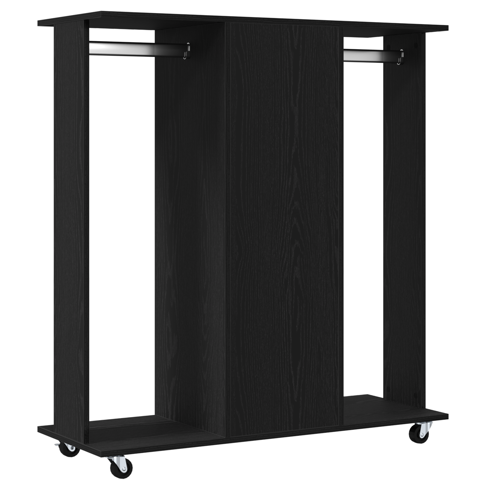 Wardrobe with Wheels Black Oak 102x38x110 cm Engineered Wood - Image 7