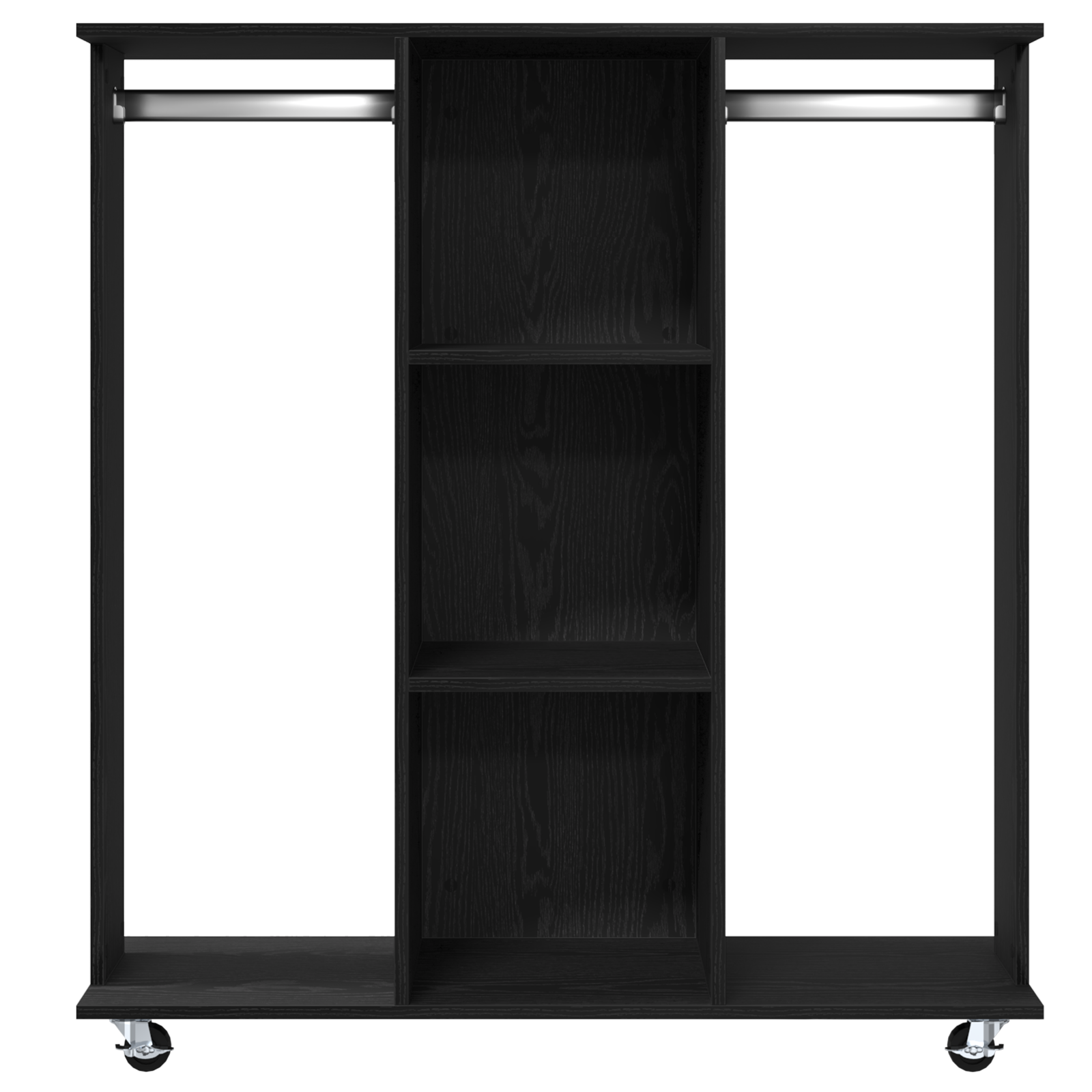 Wardrobe with Wheels Black Oak 102x38x110 cm Engineered Wood - Image 5