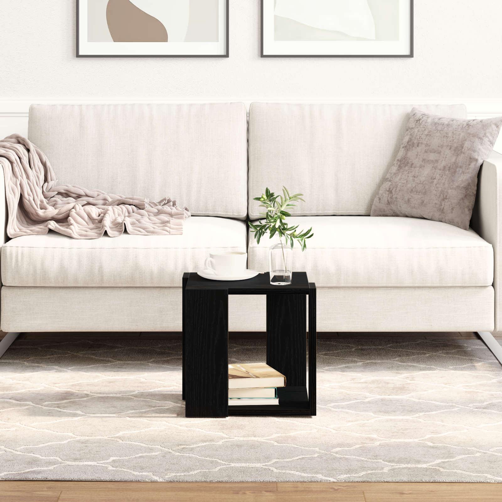 Coffee Table Black oak MDF 32 x 32 x 30 cm Simple Square