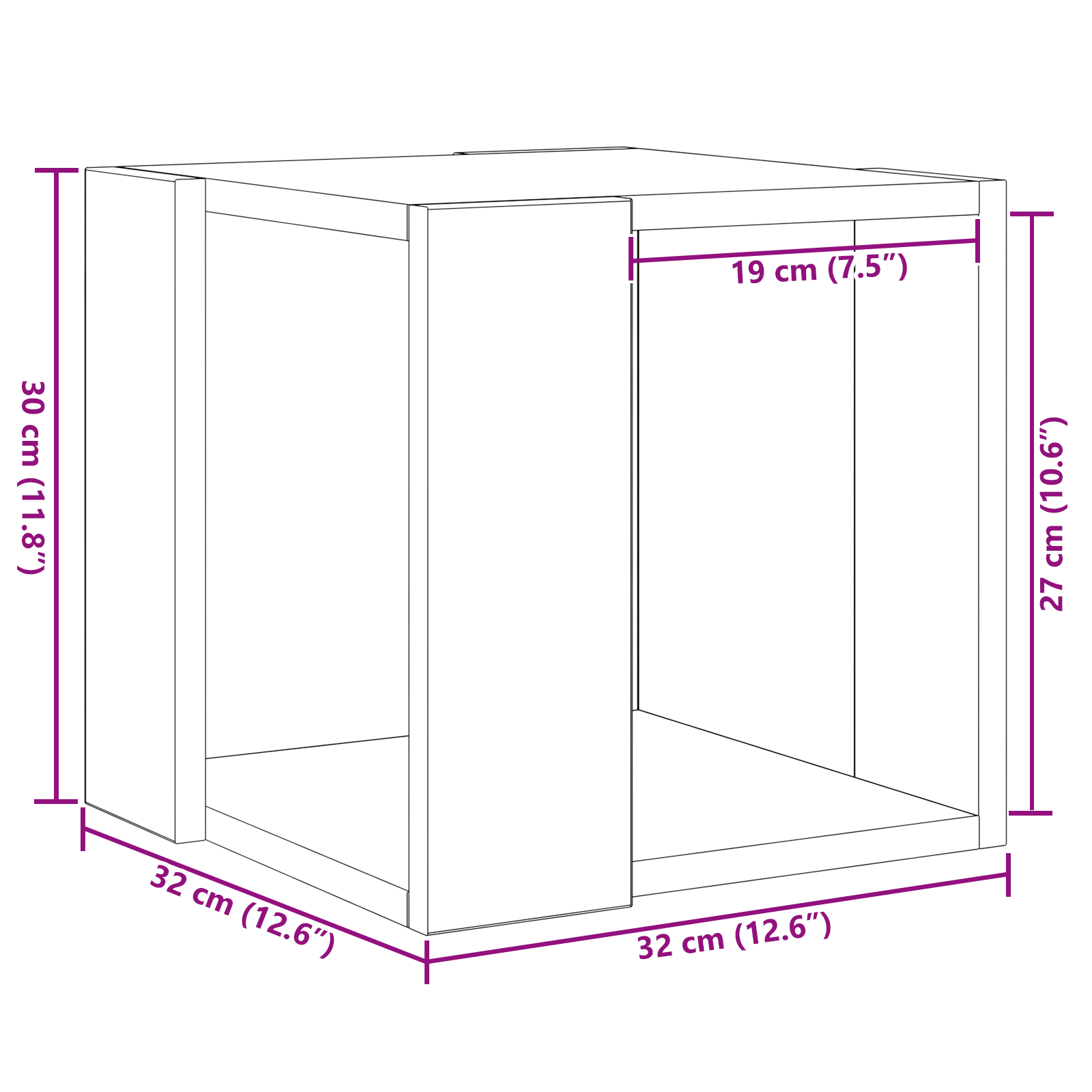 Coffee Table Black oak MDF 32 x 32 x 30 cm Simple Square - Image 9