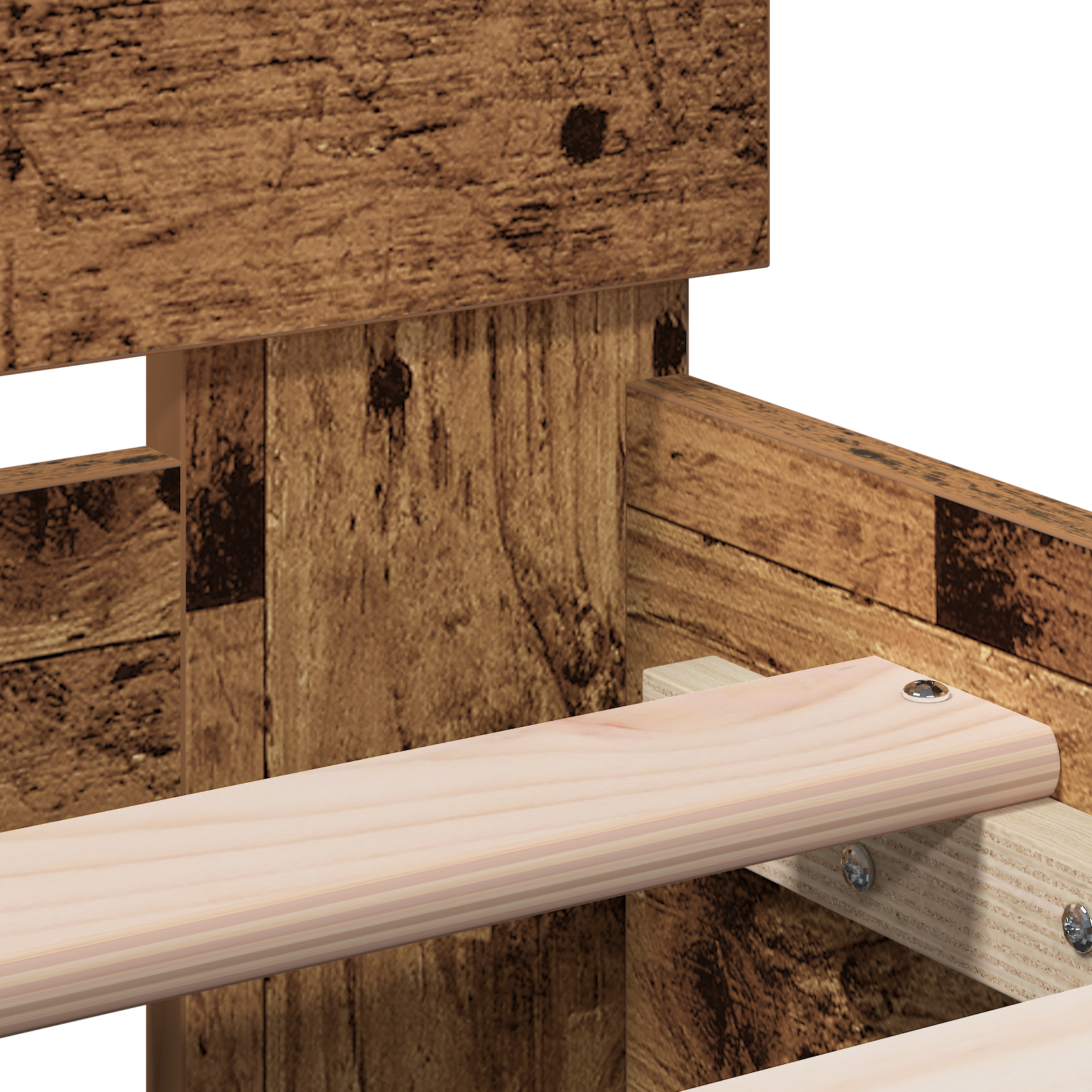 Rustic Wood Bed Frame Old Wood Solid Wood 90 x 190 cm - Image 9