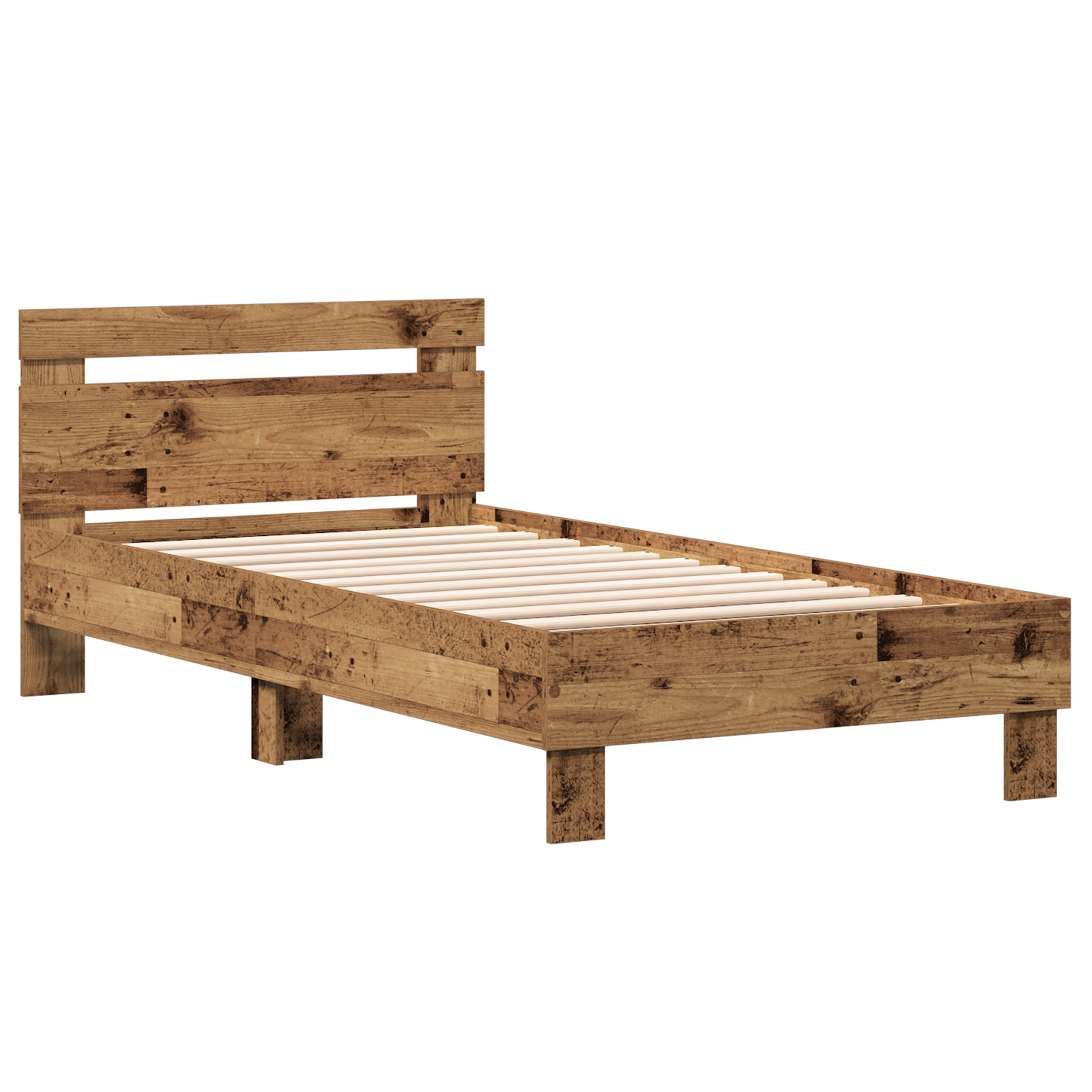 Rustic Wood Bed Frame Old Wood Solid Wood 90 x 190 cm - Image 3