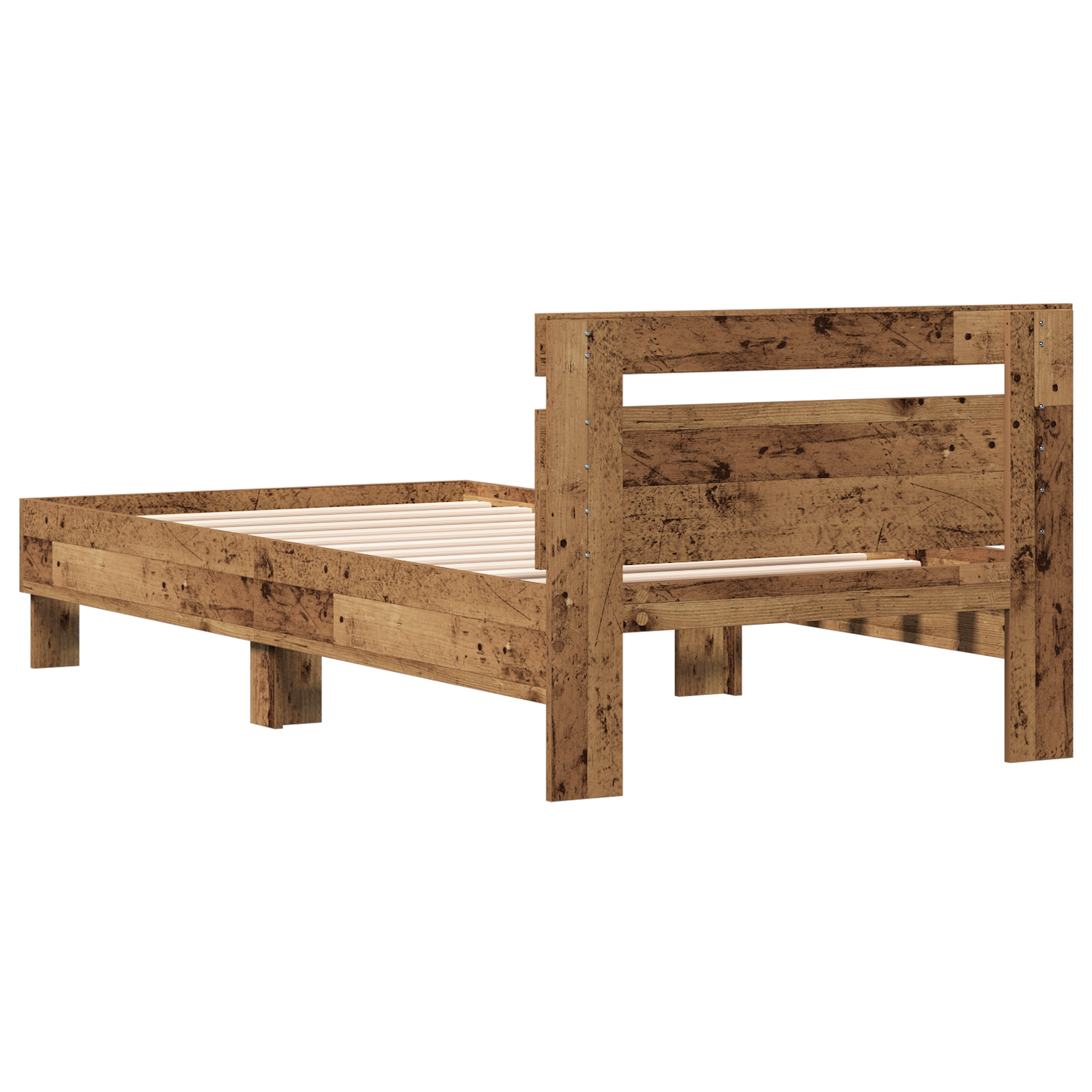Rustic Wood Bed Frame Old Wood Solid Wood 90 x 190 cm - Image 8