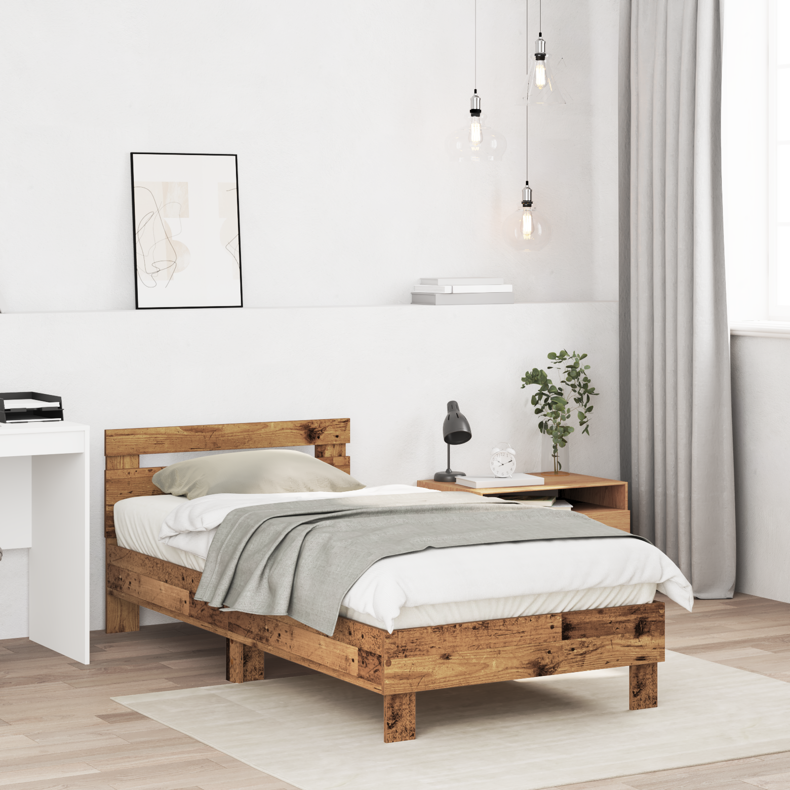 Rustic Wood Bed Frame Old Wood Solid Wood 90 x 190 cm - Image 5