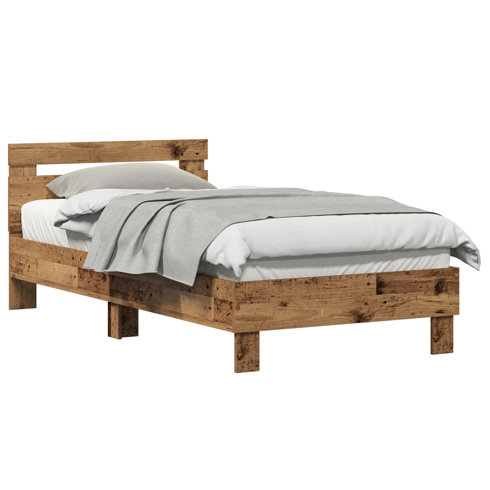 Rustic Wood Bed Frame Old Wood Solid Wood 90 x 190 cm - Image 2