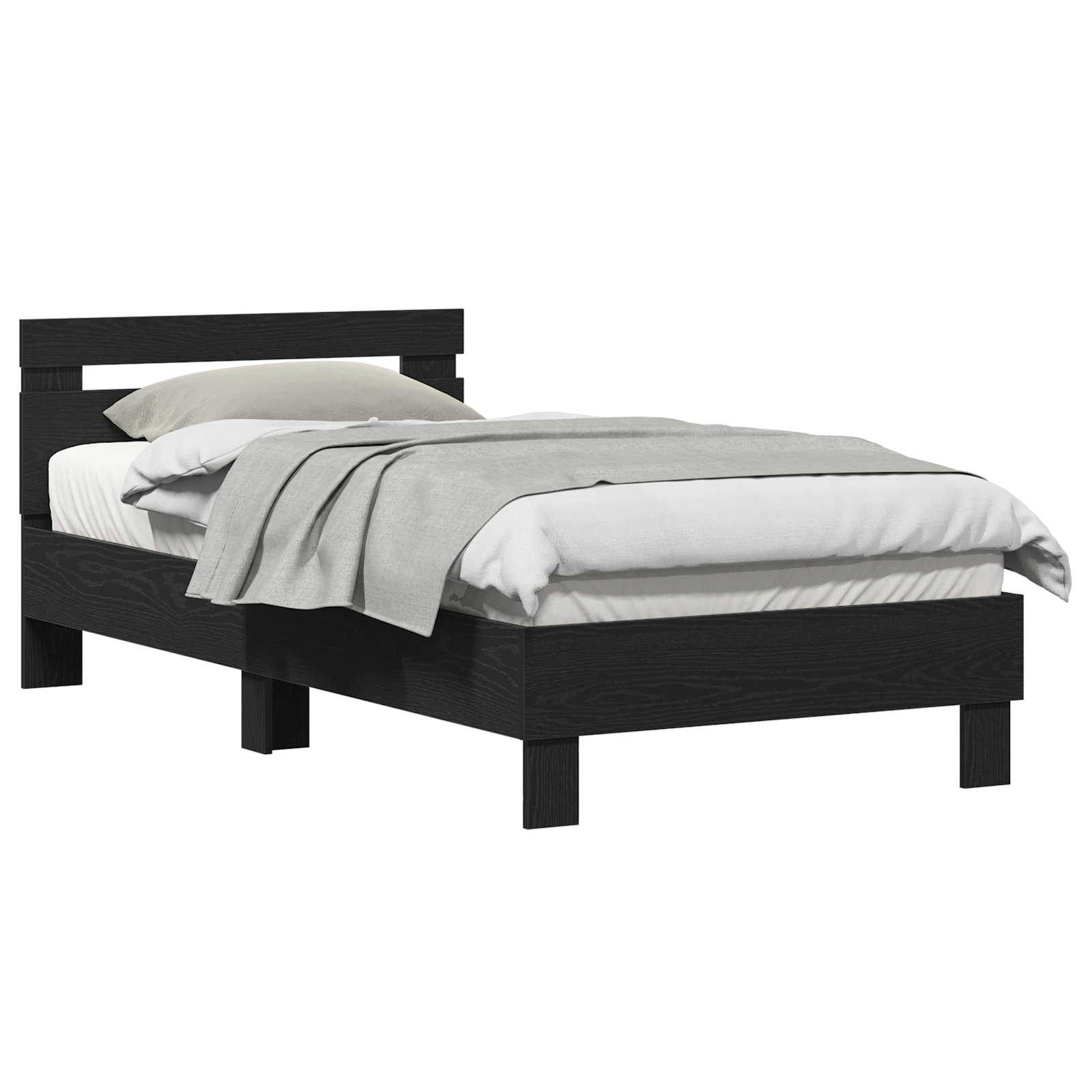Black Oak Bed Frame Black Oak Solid Oak Wood 90 x 190 cm - Image 2