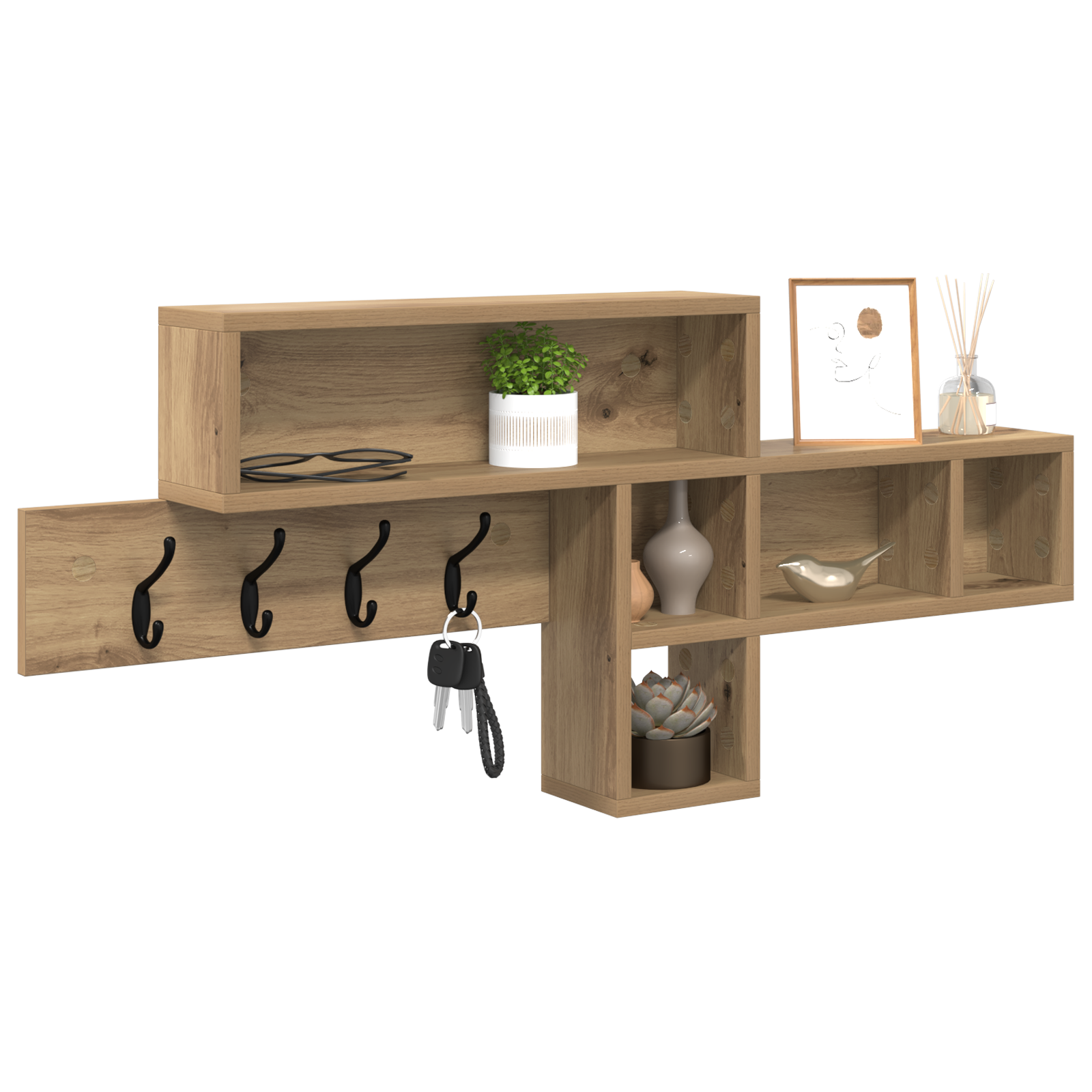 Vægmonteret Jakkeholder med hylde artisan eg 100 x 12 x 43.5 cm 3 image product%2F874418%2FP Staged 874418 WBG Mood 01