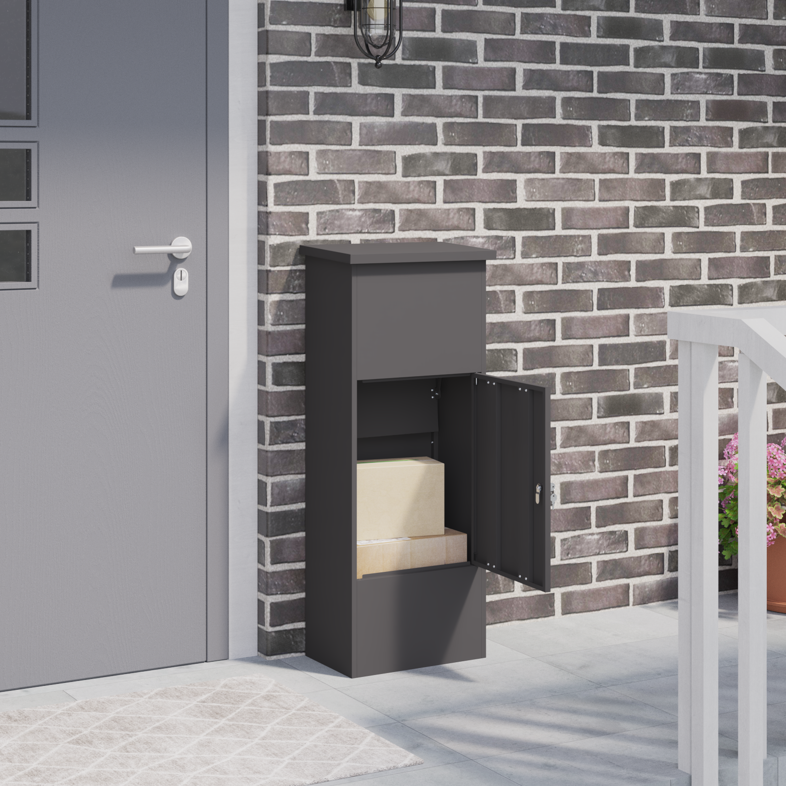 vidaXL Cutie pentru colet Negru 44.5 x 29 x 110.5 cm Oțel