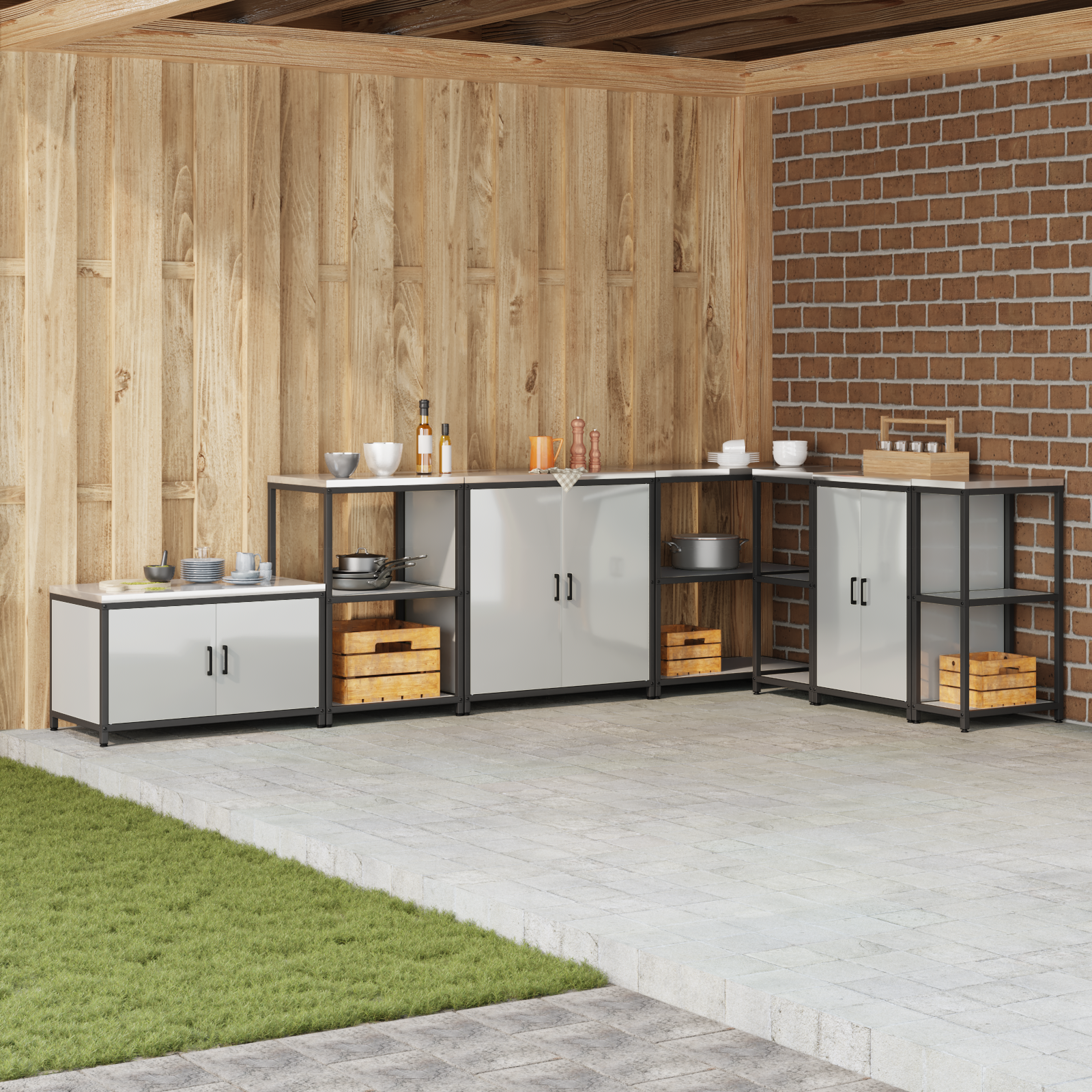 vidaXL Dulap de depozitare pentru bucătărie Argintiu Oțel galvanizat