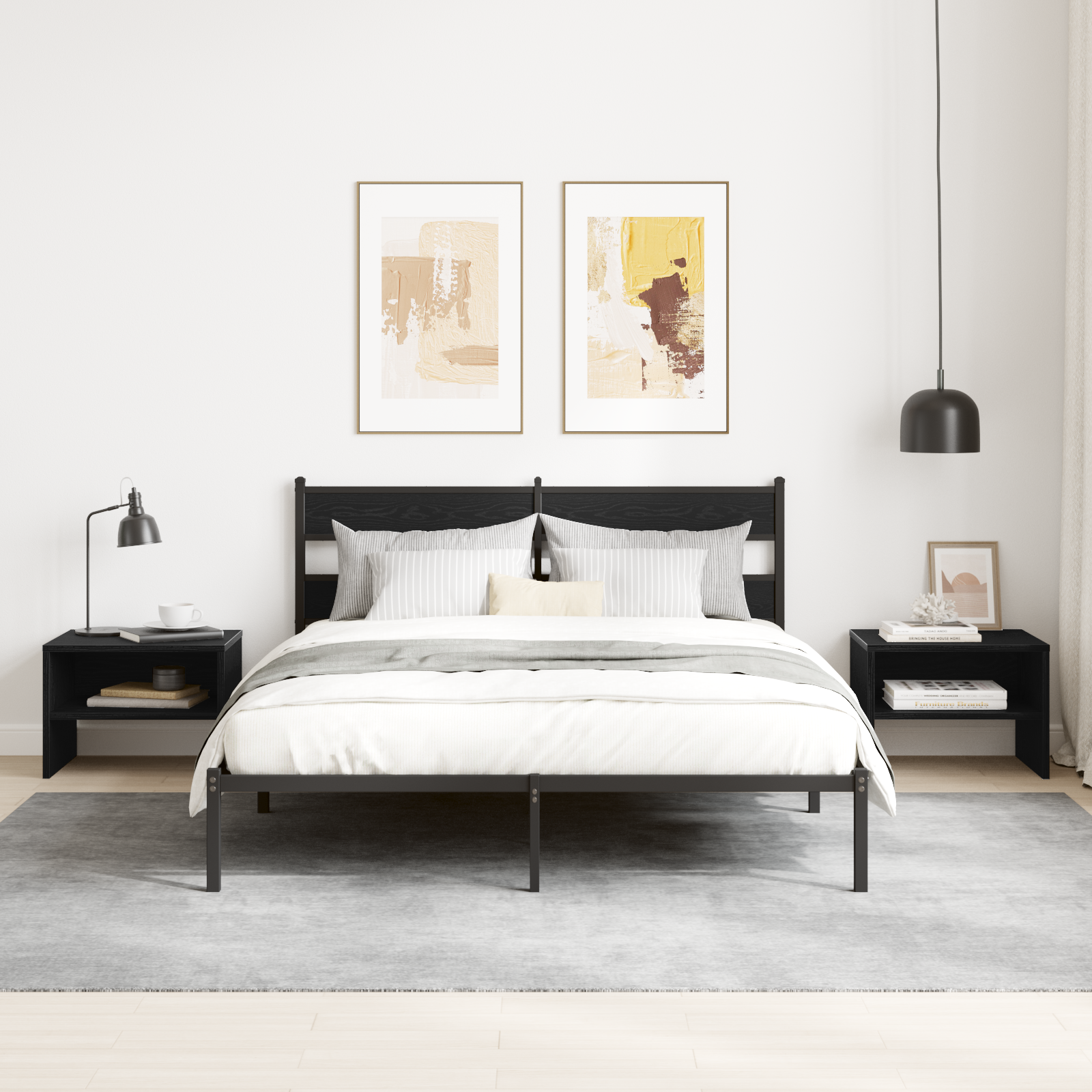 vidaXL Dulap de noapte 2 pcs Stejar negru 40 x 40 x 30 cm