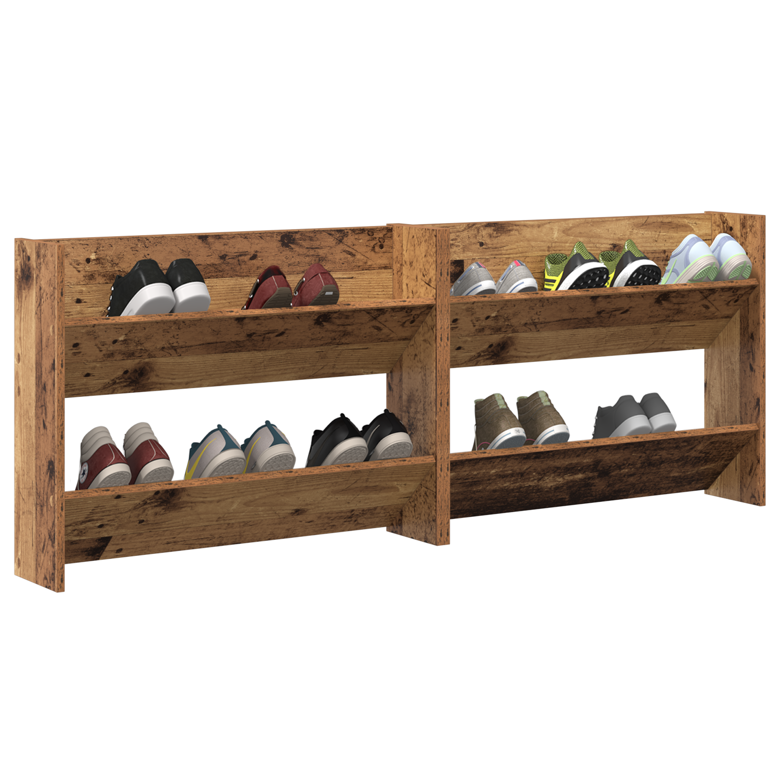 Schoenenkast 2 st 80 x 18 x 60 cm Bewerkt hout Oud hout