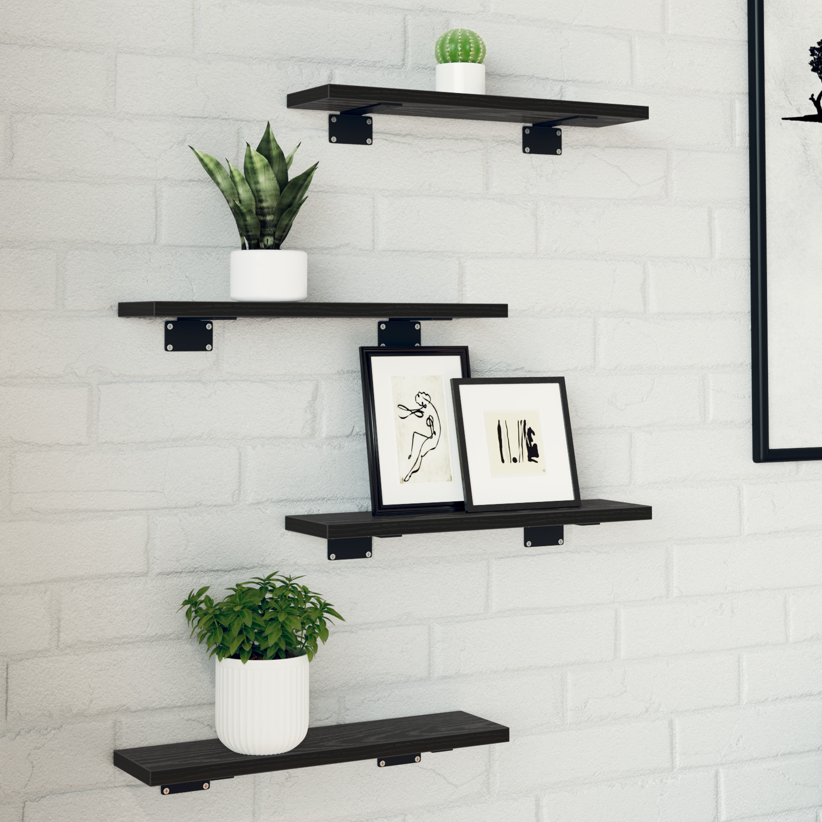 Wall-Mounted Shelves Black Oak MDF 40 x 10 x 1.5 cm