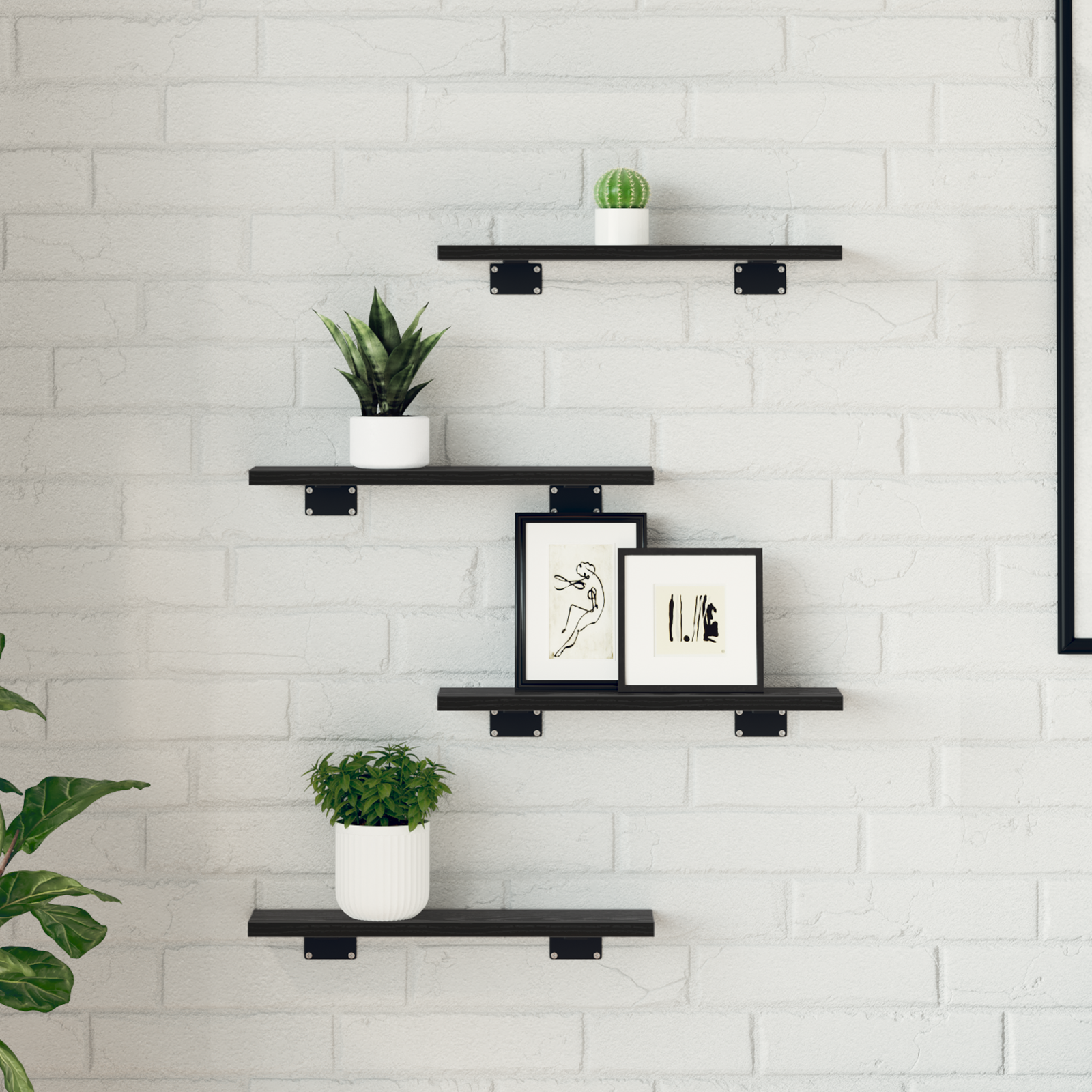 Wall-Mounted Shelves Black Oak MDF 40 x 10 x 1.5 cm - Image 3