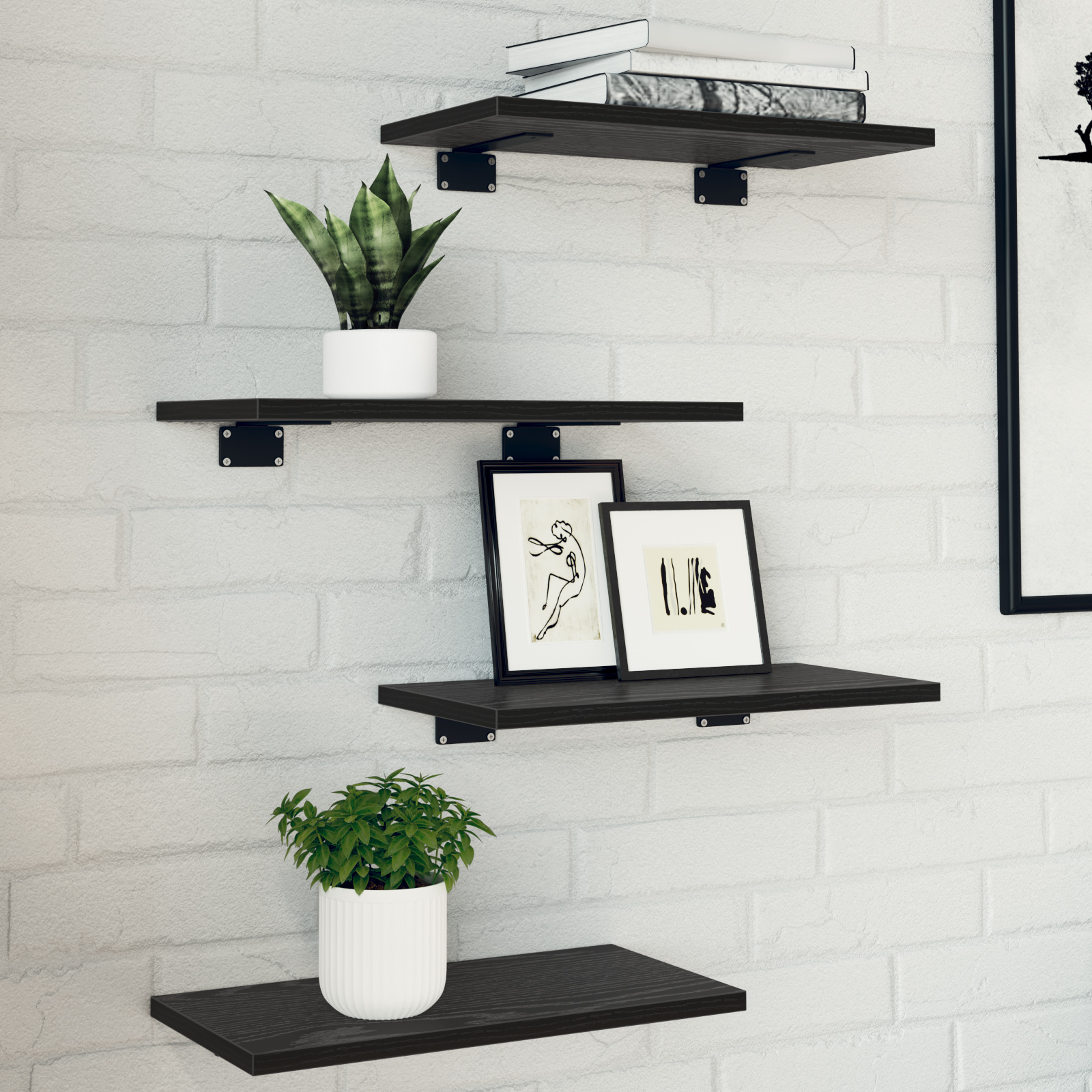 Bookshelf Boards 4 pcs Black Oak 40x20x1.5 cm Engineered Wood