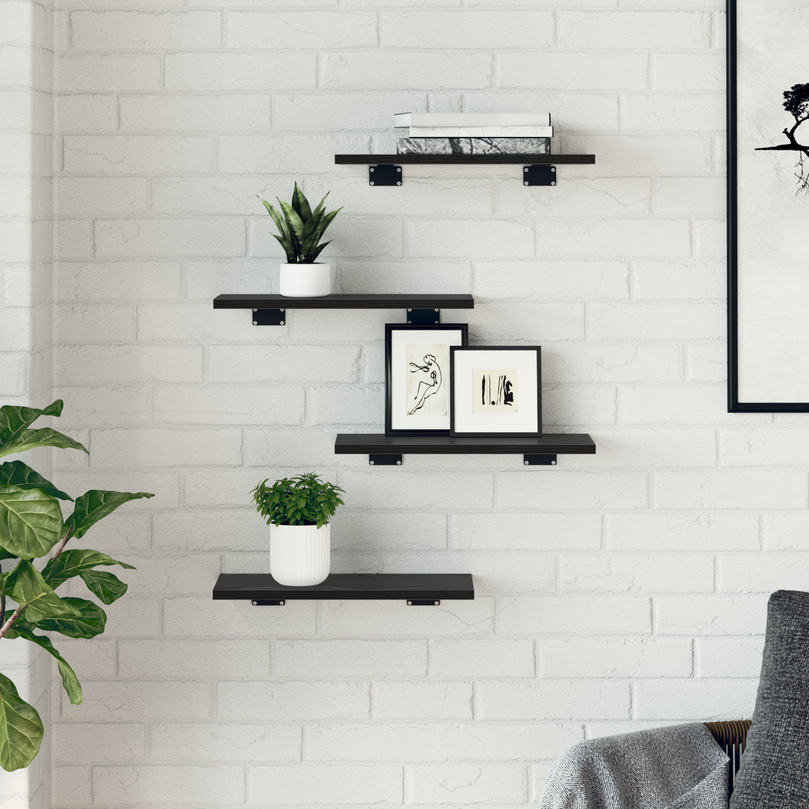 Bookshelf Boards 4 pcs Black Oak 40x20x1.5 cm Engineered Wood - Image 3