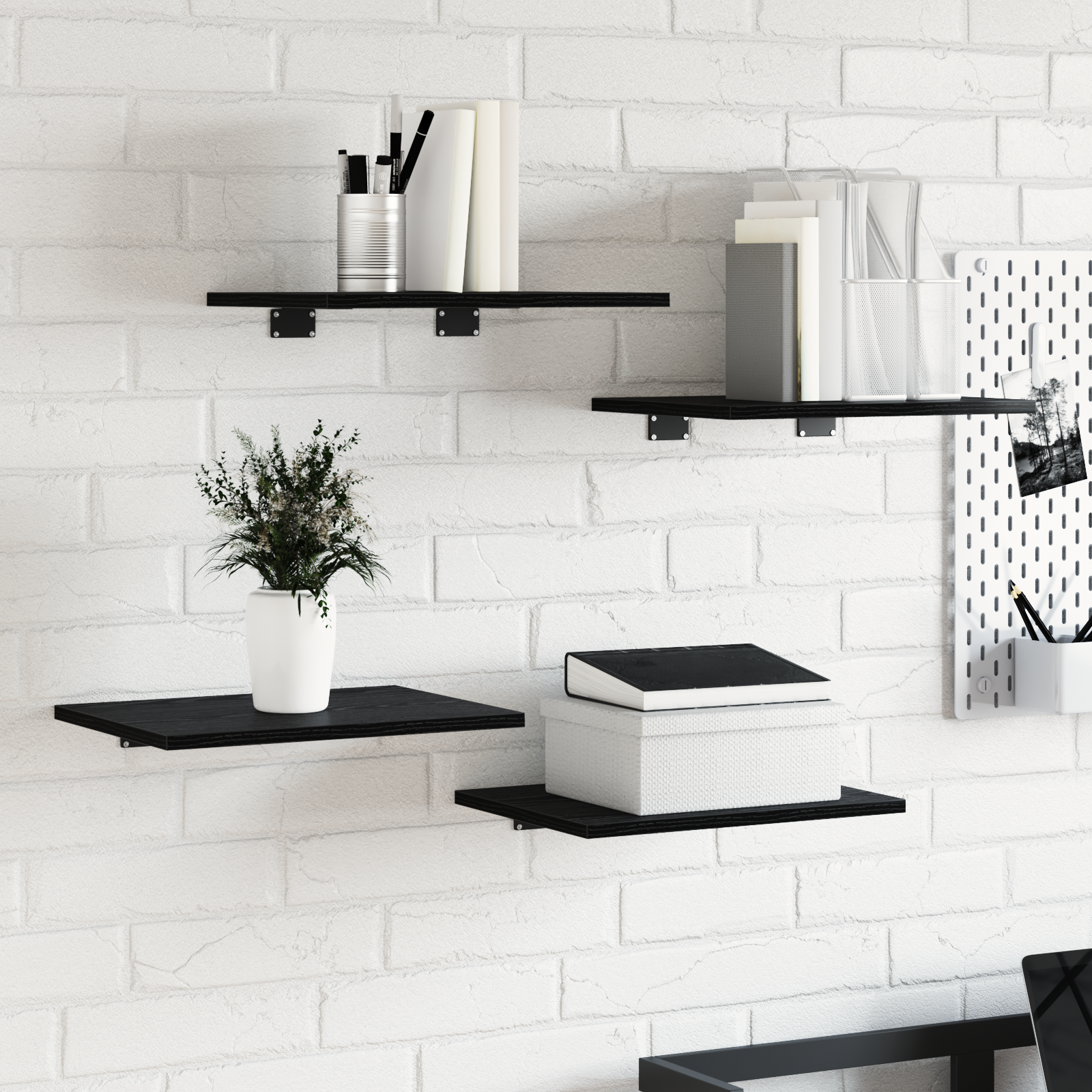 Wall-Mounted Shelves Black Oak Engineered Wood 40 x 30 x 1.5 cm