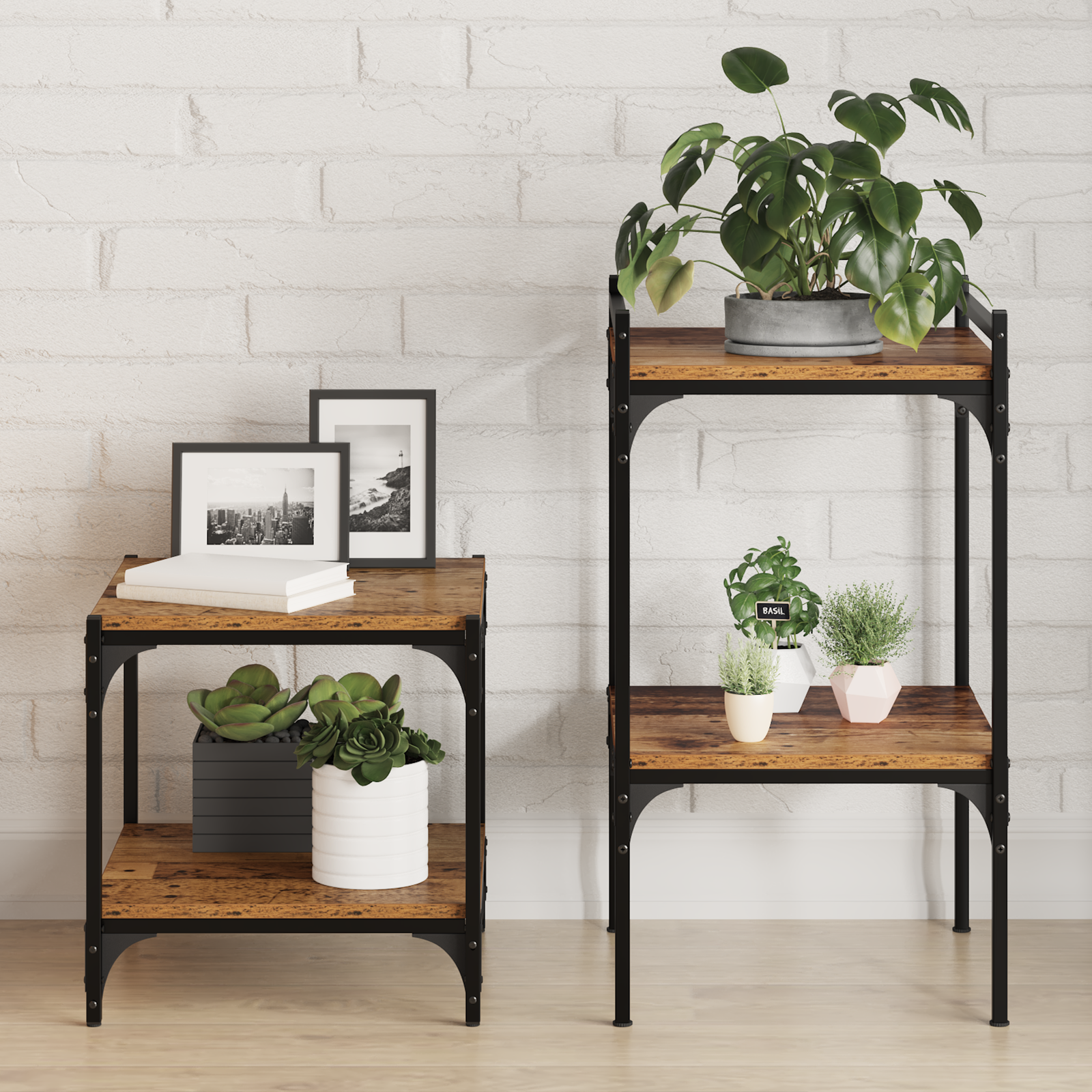 Wall-Mounted Shelves Old wood Wood 40 x 40 x 1.5 cm Rustic Shelf - Image 3