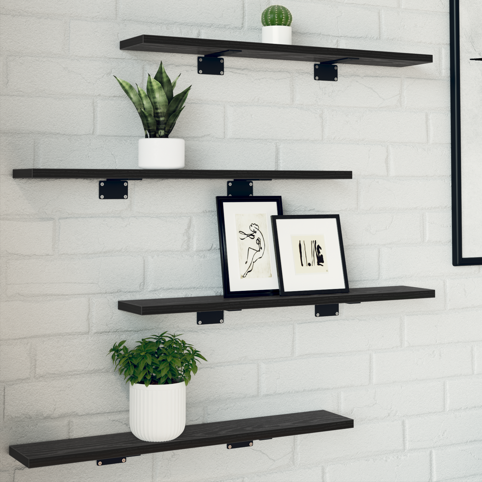 Wall-Mounted Shelves Black oak Engineered wood 60 x 10 x 1.5 cm
