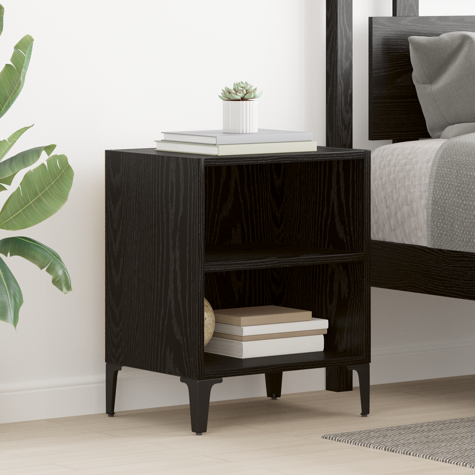 Bedside Cabinets 2 pcs Black Oak 40x30x50 cm Engineered Wood